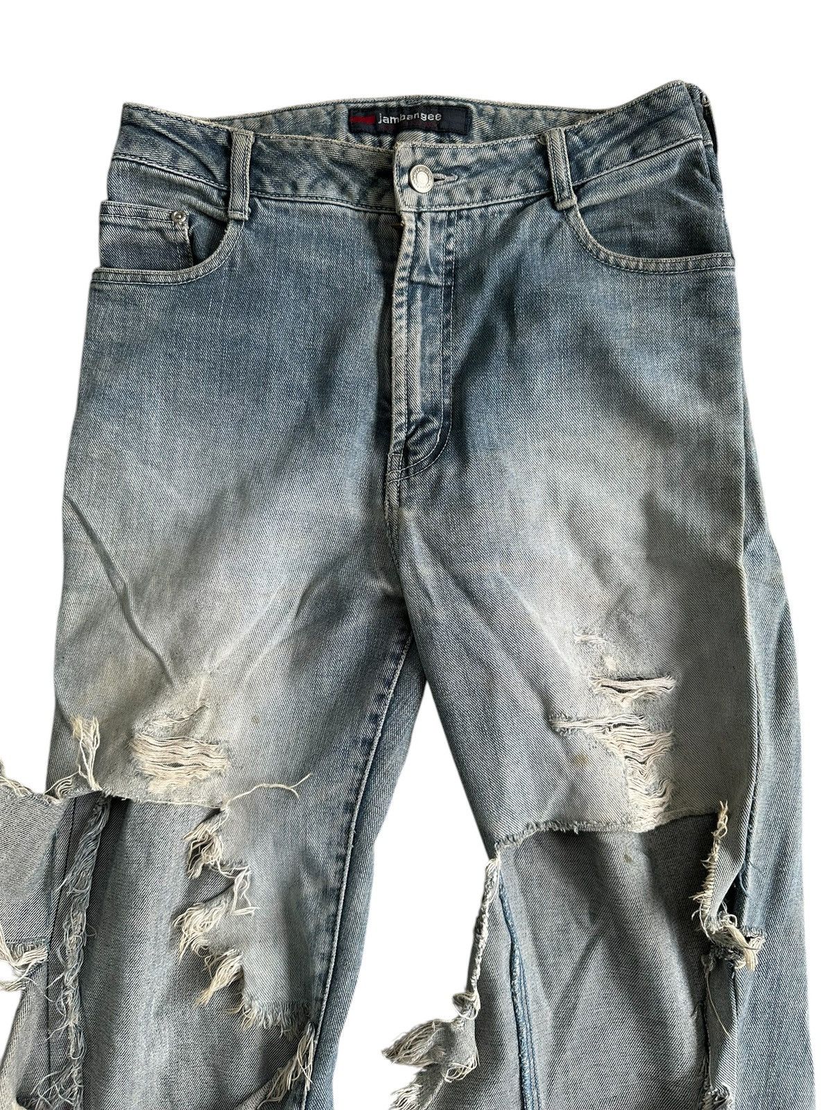 Drain Gang SICK DISTRESSED JEANS CRAZY WASHED HOMELESS PUNK STYLE Size US 30 / EU 46 - 3 Thumbnail