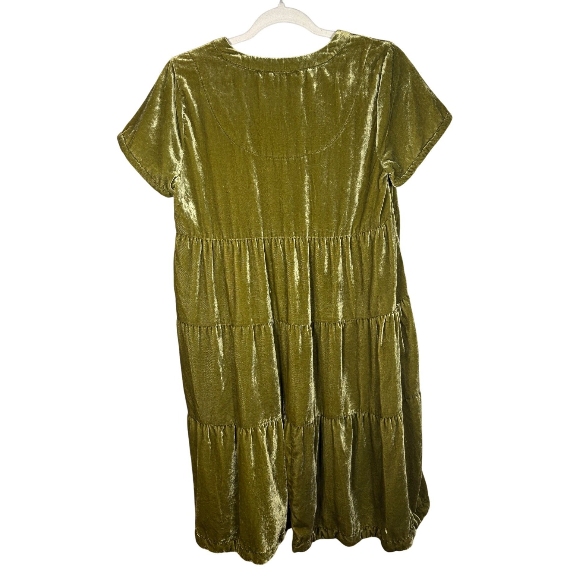 Anthropologie Maeve Women’s Olive Christmas Velvet Dress S Quiet Luxury Size S / US 4 / IT 40 - 7 Thumbnail