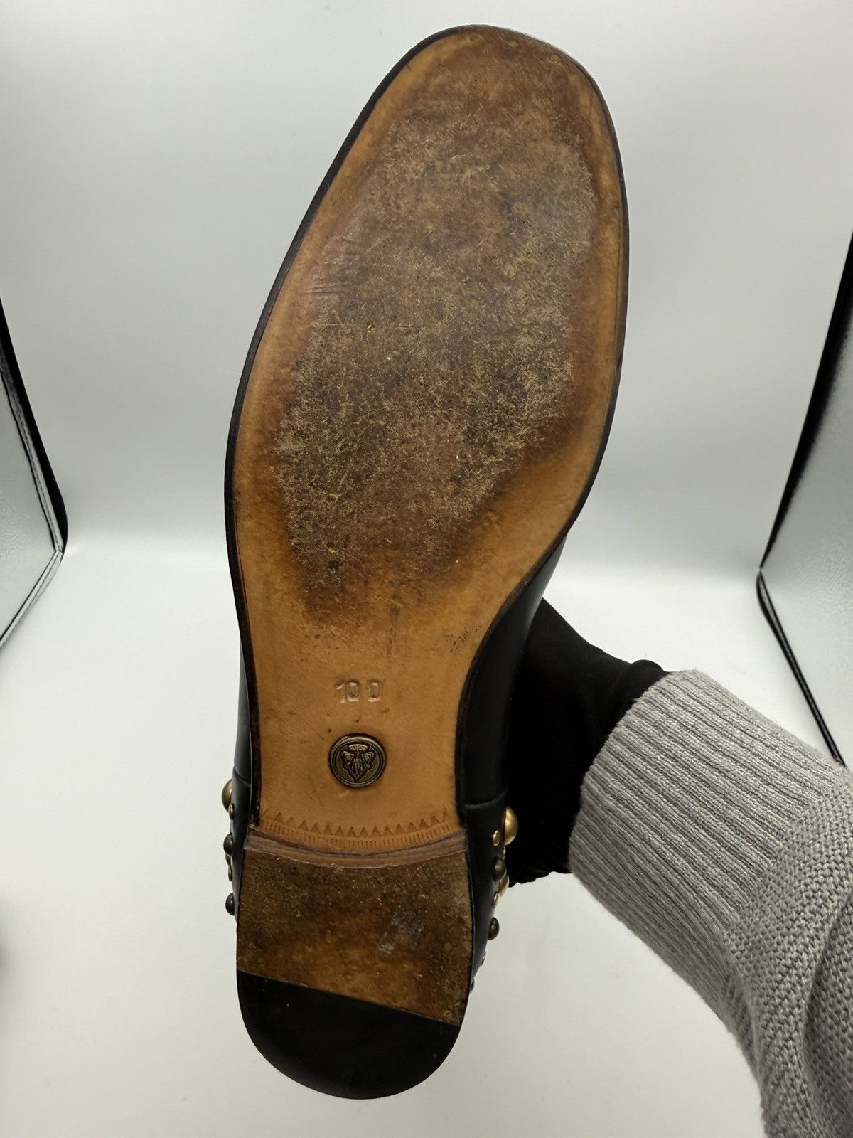 Gucci Gucci "Elizabeth" Studded Tall Boot Black Leather Gold Studs Size US 11 / EU 44 - 12 Thumbnail