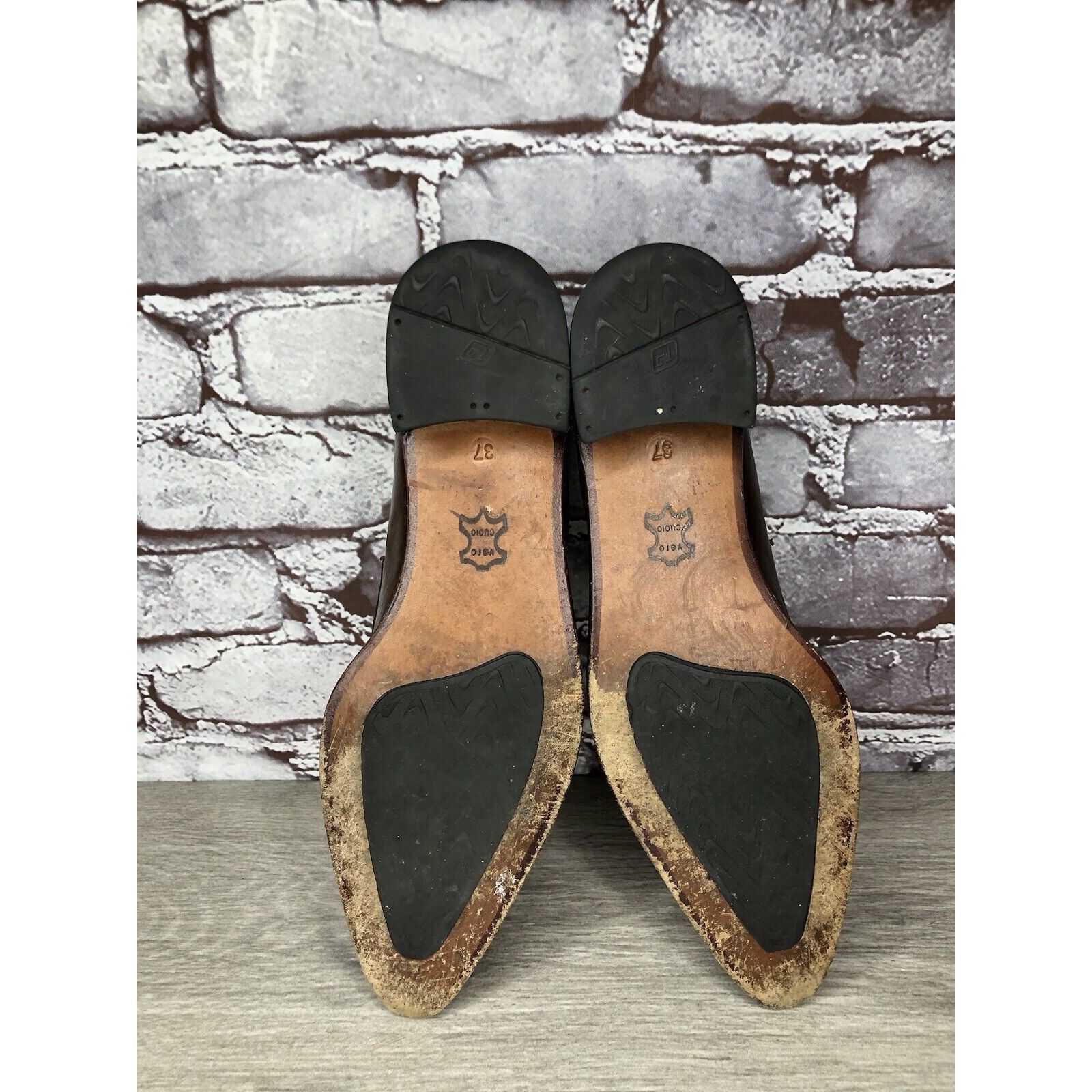Other Elisheba Brown Leather Penny Loafer Pointed Toe Heel Shoes W Size US 6.5 / IT 36.5 - 10 Thumbnail