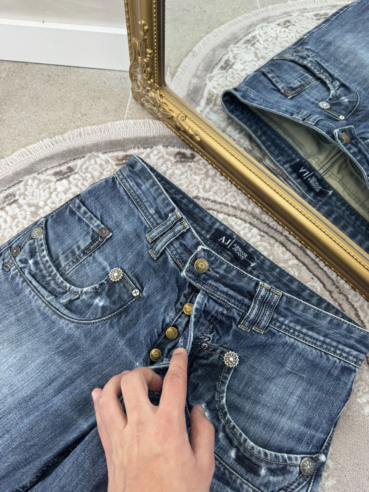 Giorgio Armani 🔥VINTAGE 90s CRAZY ARMANI JEANS Y2K BAGGY CARGO PANTS Size US 30 / EU 46 - 8 Thumbnail