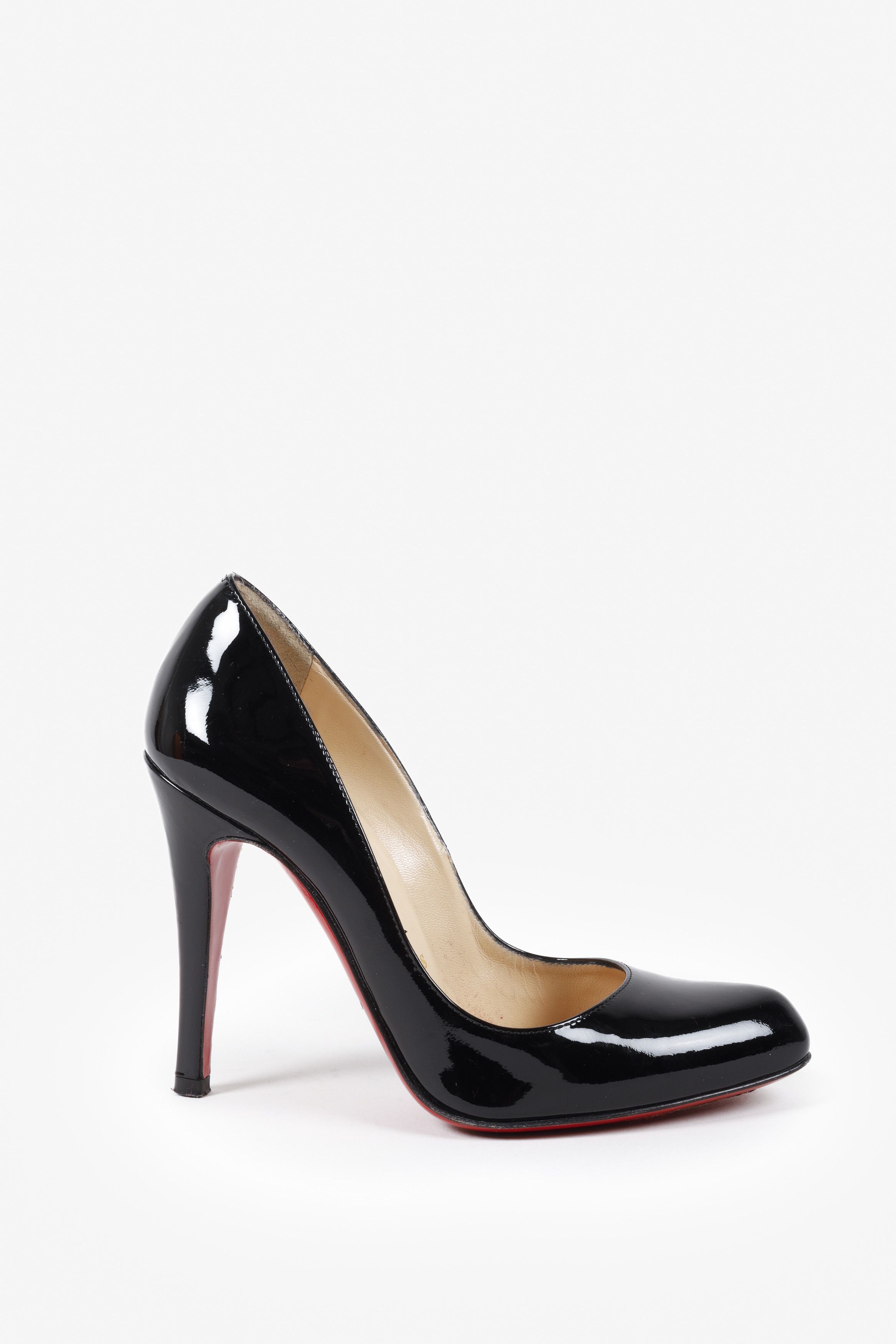 image of Christian Louboutin Black Patent Leather Pumps Shoes, Women's (Size 4)
