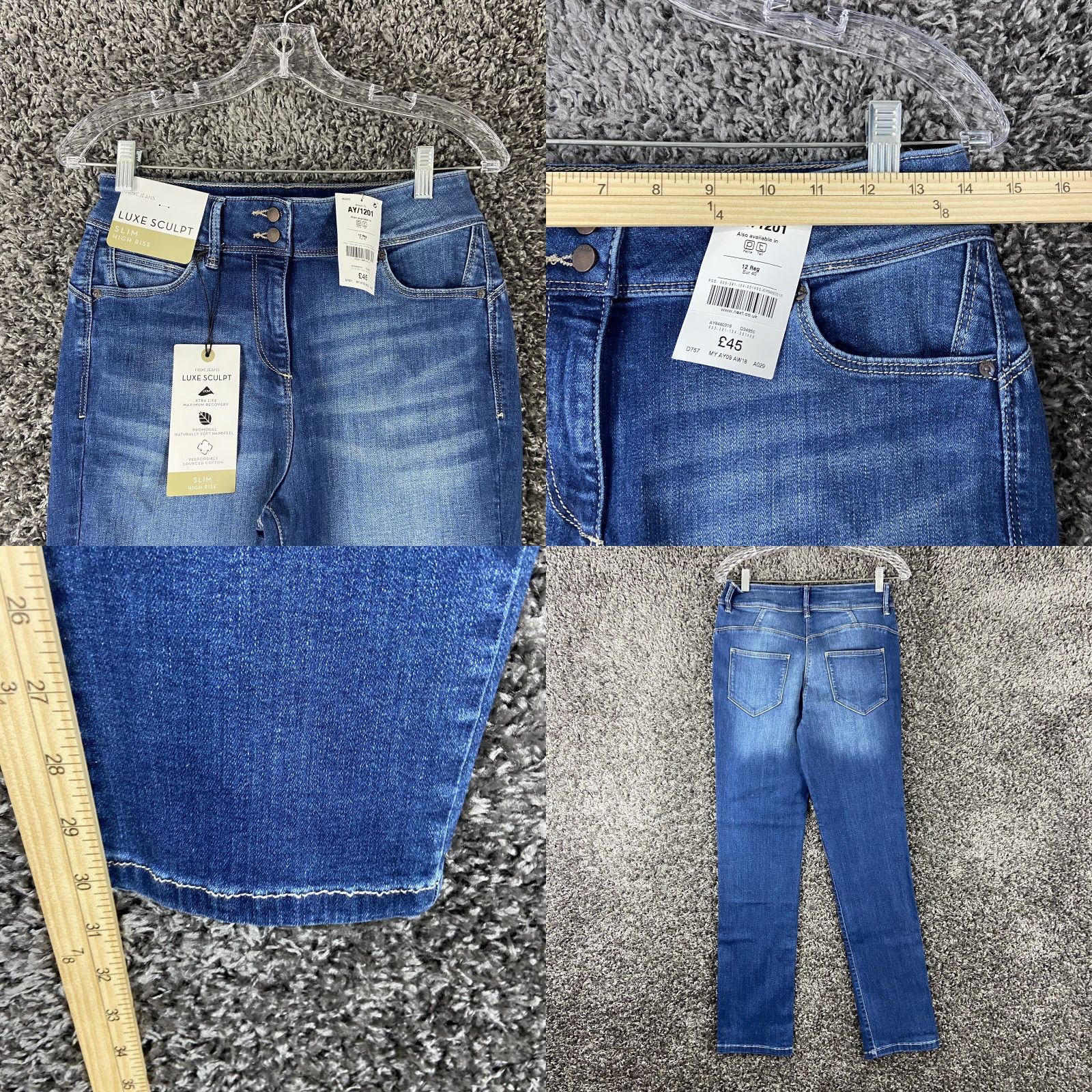 NEXT VINTAGE? No. Next Jeans Luxe Sculpt Slim High Rise Jeans Women’s 12 Regular Blue Slimming 12 Women Size 34" / US 12 / IT 48 - 8 Thumbnail