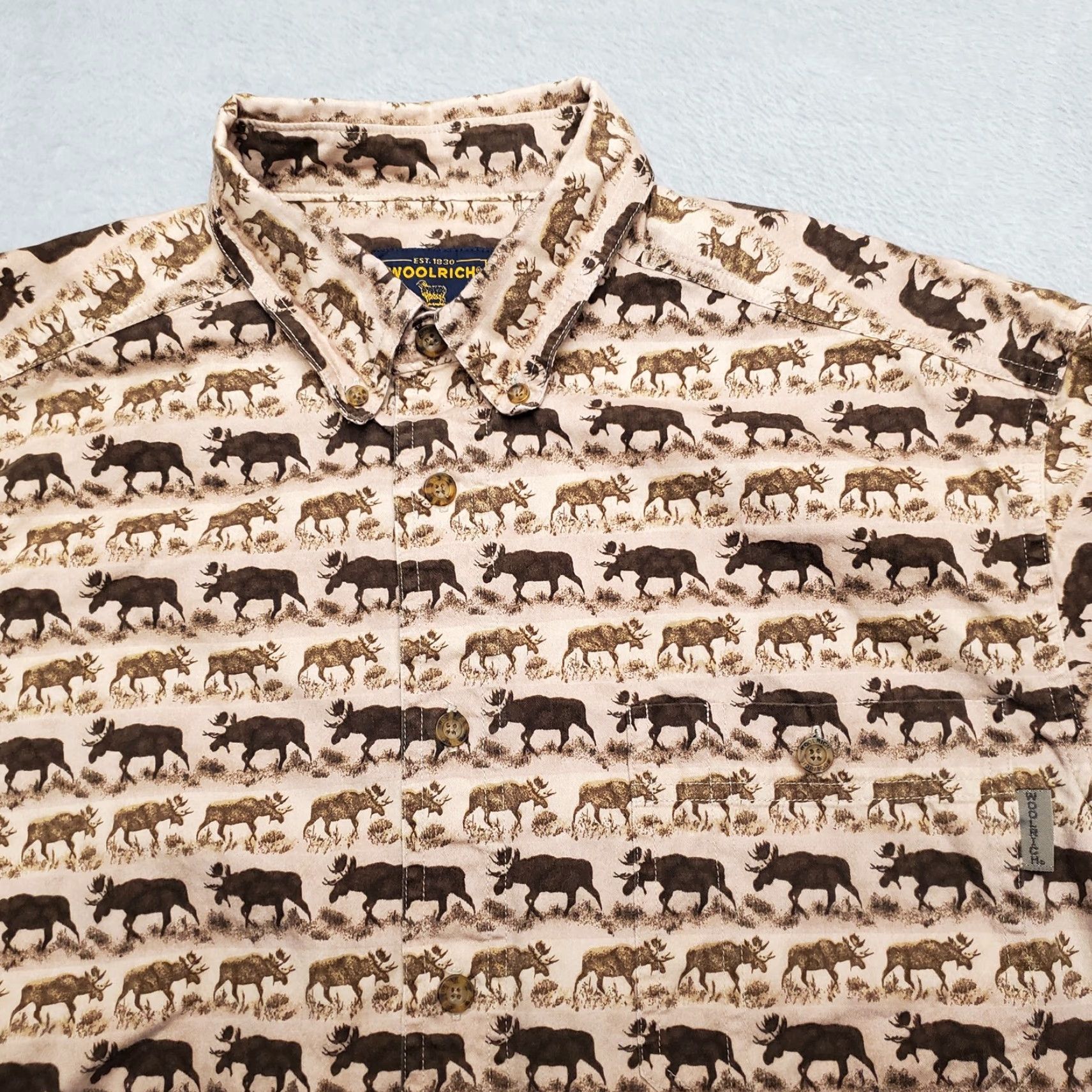 Vintage VINTAGE Woolrich Shirt Mens L Brown Moose Print Long Sleeve Camp Button-Down Casual Size US L / EU 52-54 / 3 - 7 Thumbnail