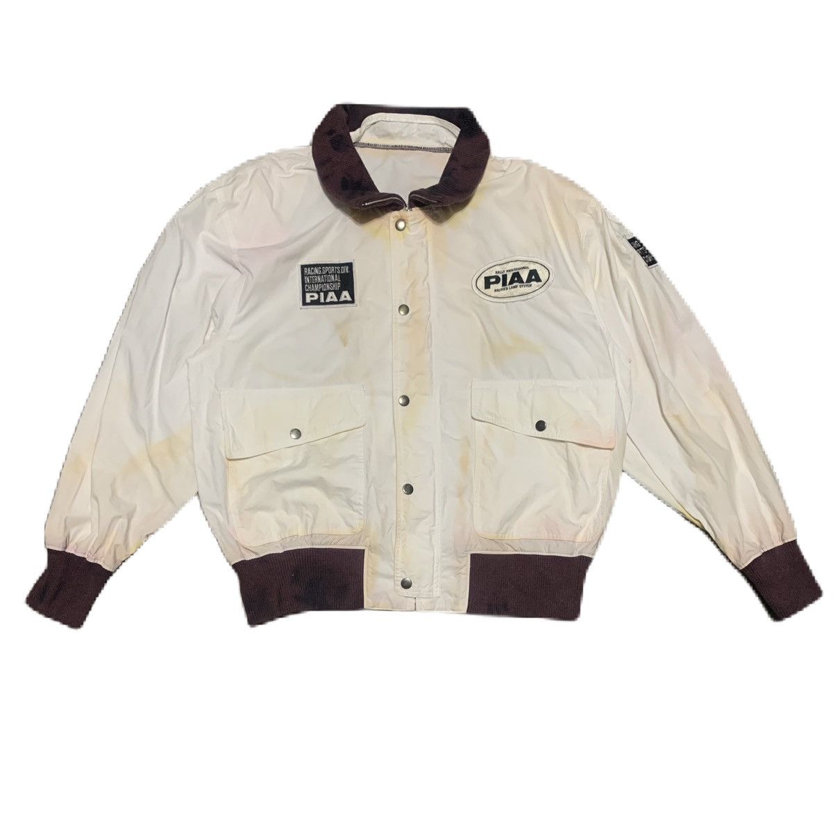 image of Vintage 90's Trashed Piaa Motorsport's Bomber Jacket in White, Men's (Size XL)