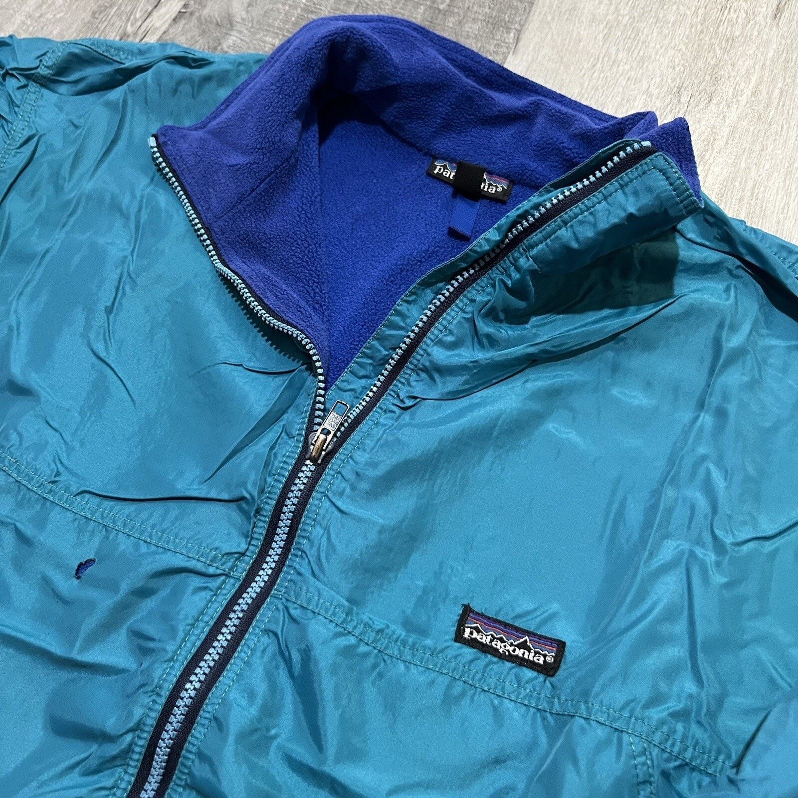Patagonia VTG Patagonia Blue Synchilla Lined Teal Bomber Jacket WORN Size US L / EU 52-54 / 3 - 2 Thumbnail