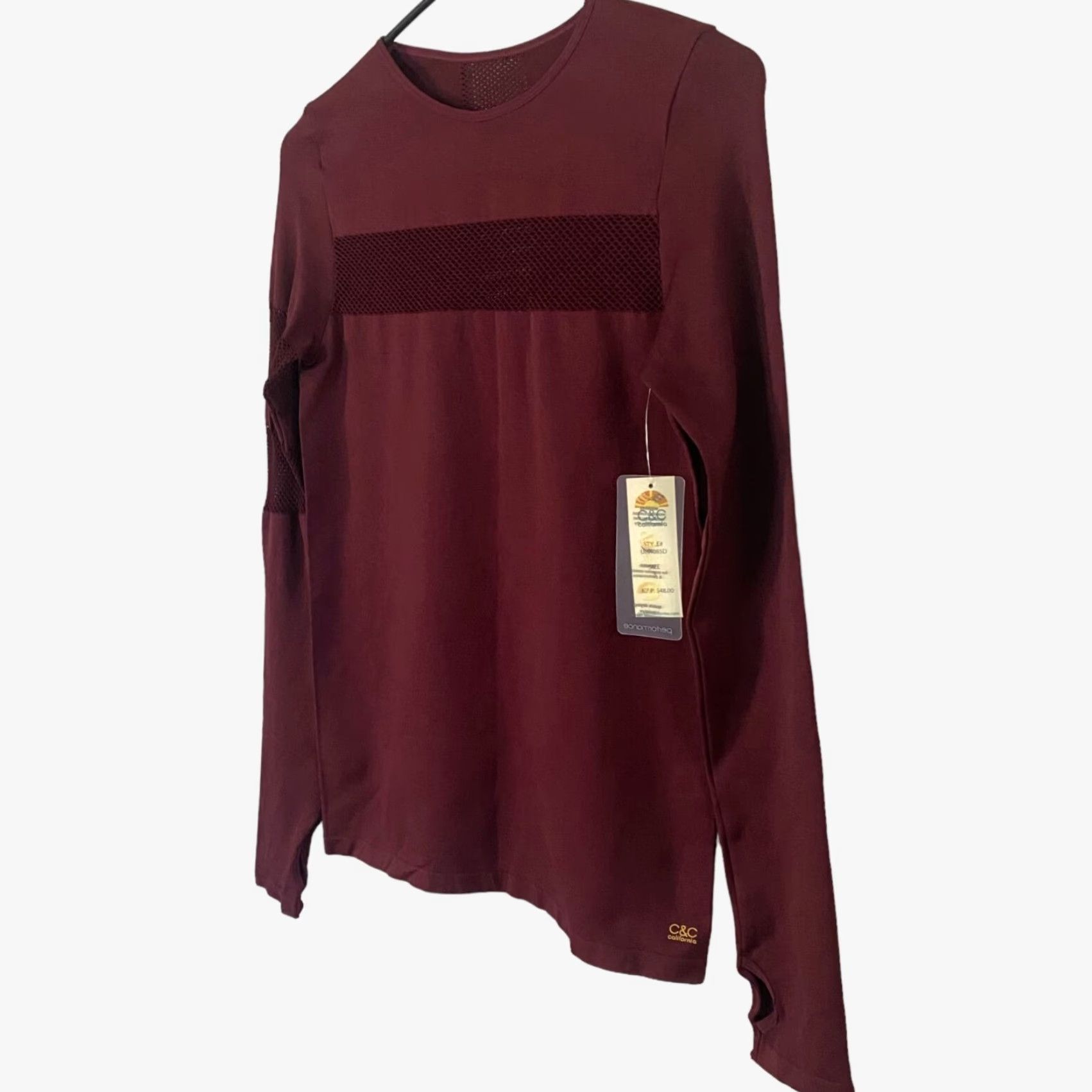 Vintage C&C California Performance Athletic Long Sleeve Shirt Red Women's Small Activewear Size S / US 4 / IT 40 - 2 Thumbnail