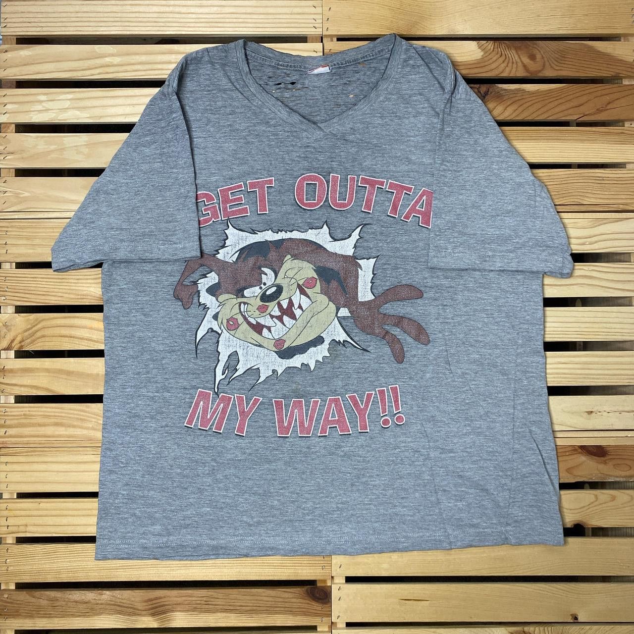 Other Vintage Looney Tunes x Taz Gray Thrashed V-Neck Tee Size 2XL Size US XXL / EU 58 / 5 - 1 Thumbnail