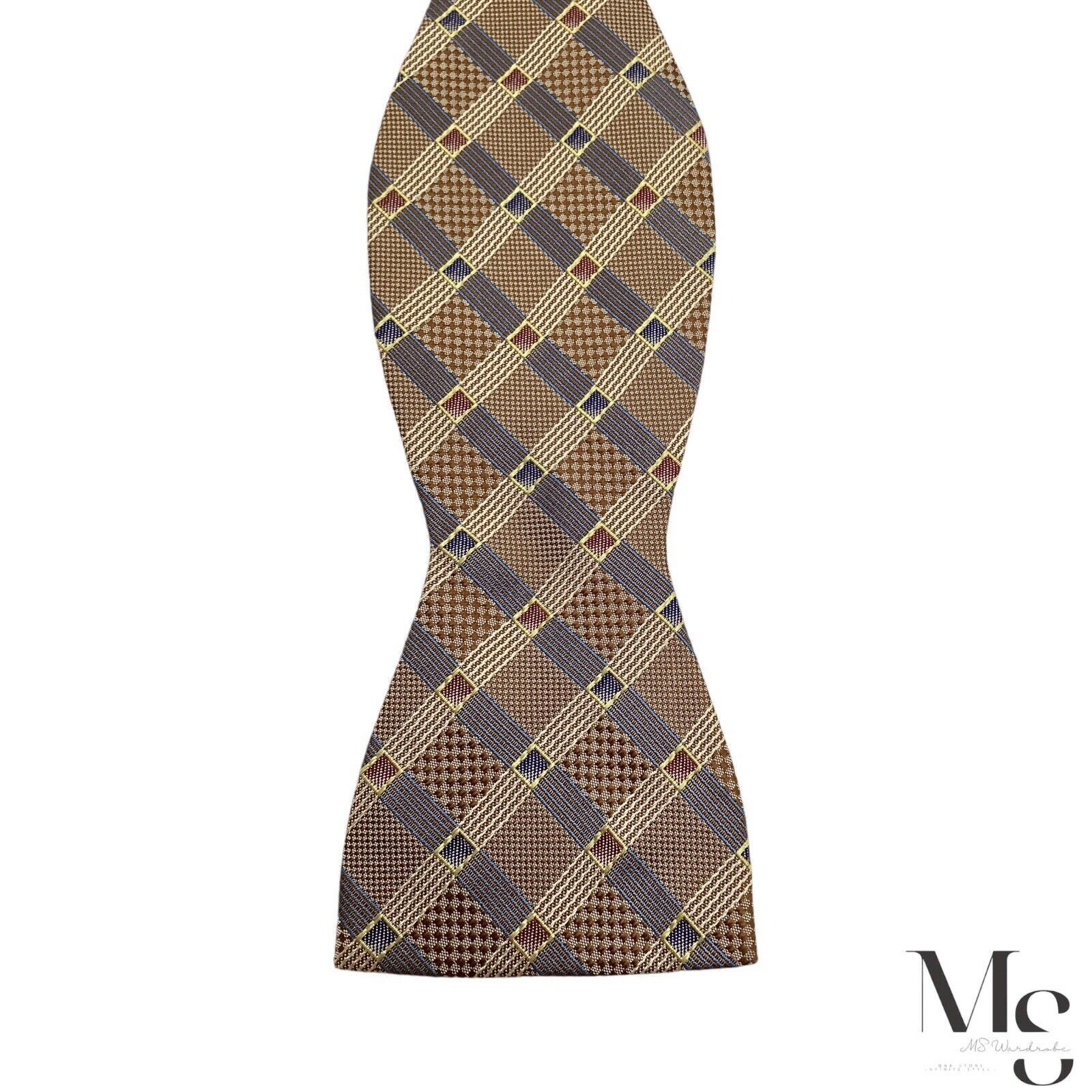Other SEIGO NEW YORK Brown Plaids & Cheks Adjustable Self Bow Tie Size ONE SIZE - 3 Thumbnail