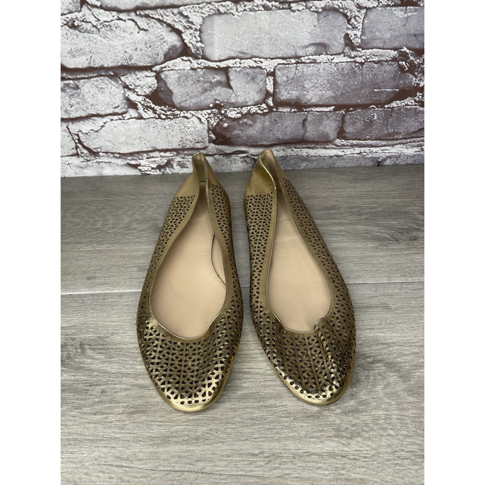 J.Crew J.Crew Nora Metallic Gold Leather Perforated Ballet Flats Wo Size US 10 / IT 40 - 20 Thumbnail