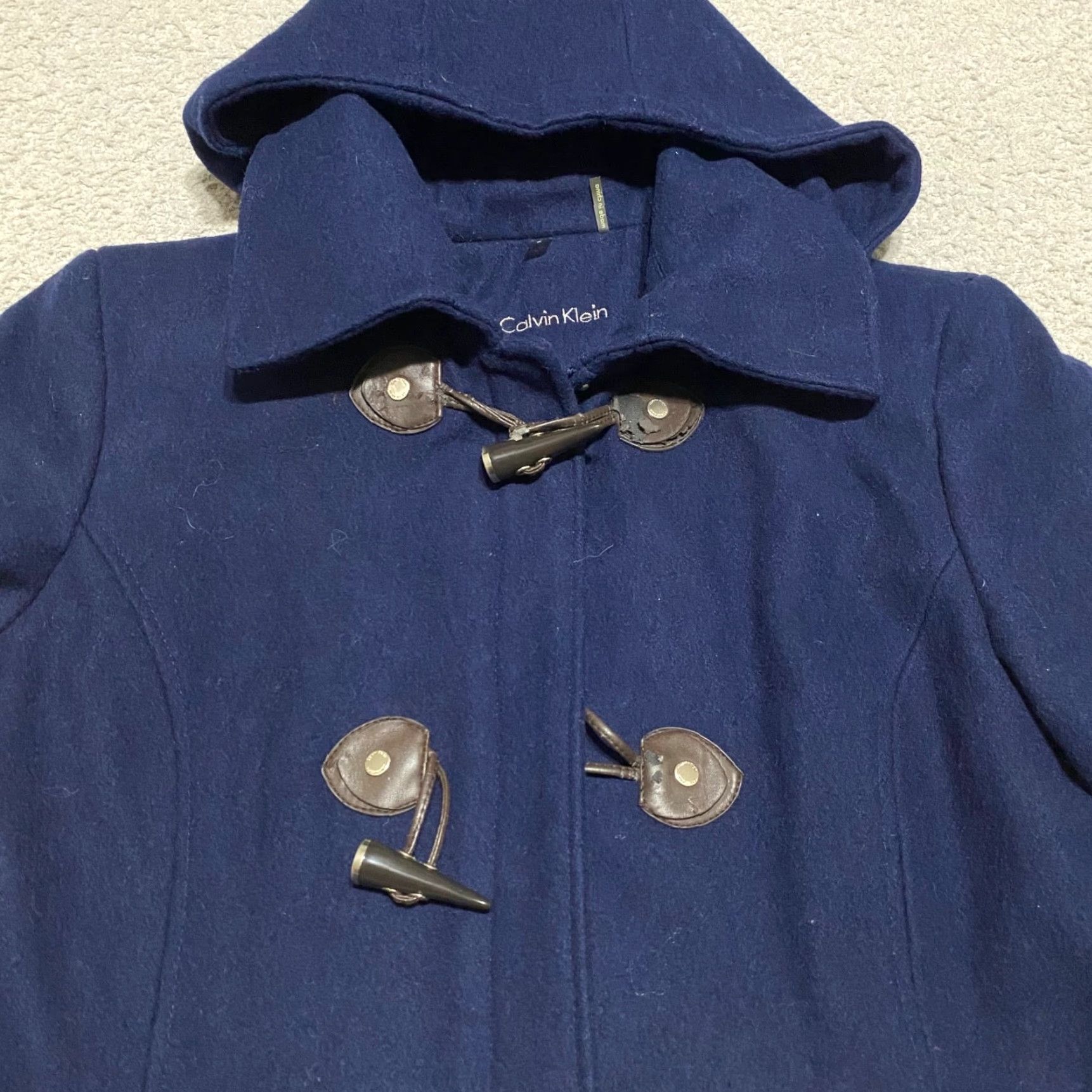 Calvin Klein Calvin Klein Womens Coat Wool Blend Quilt Lined Hooded Toggle Buttons Blue Mid-Length Regular Size 6 Womens Jacket Coat Size M / US 6-8 / IT 42-44 - 5 Thumbnail