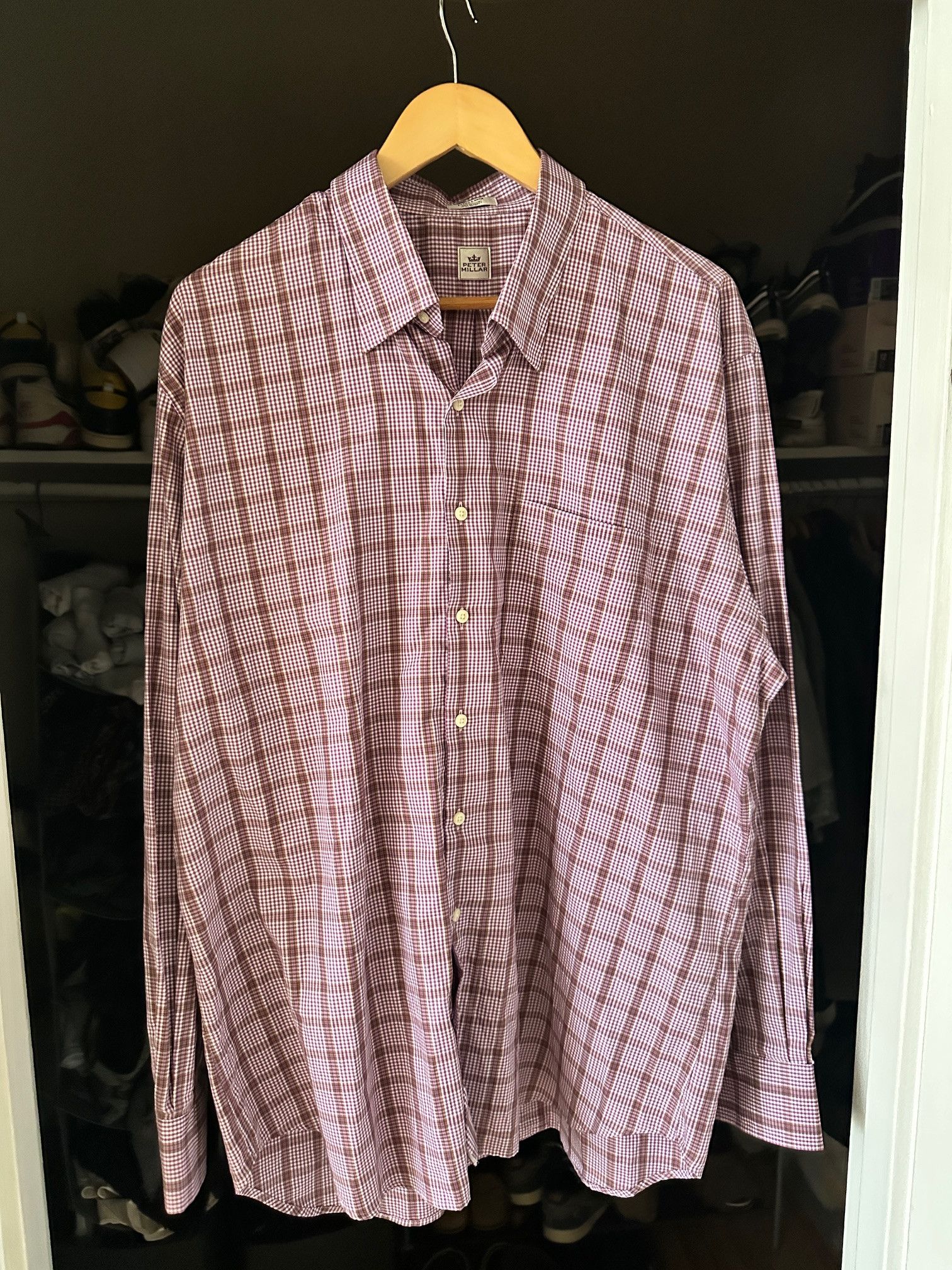Peter Millar Peter Millar Dress Shirt Men’s XL Red Purple Plaid Cotton Size US XL / EU 56 / 4 - 1 Thumbnail