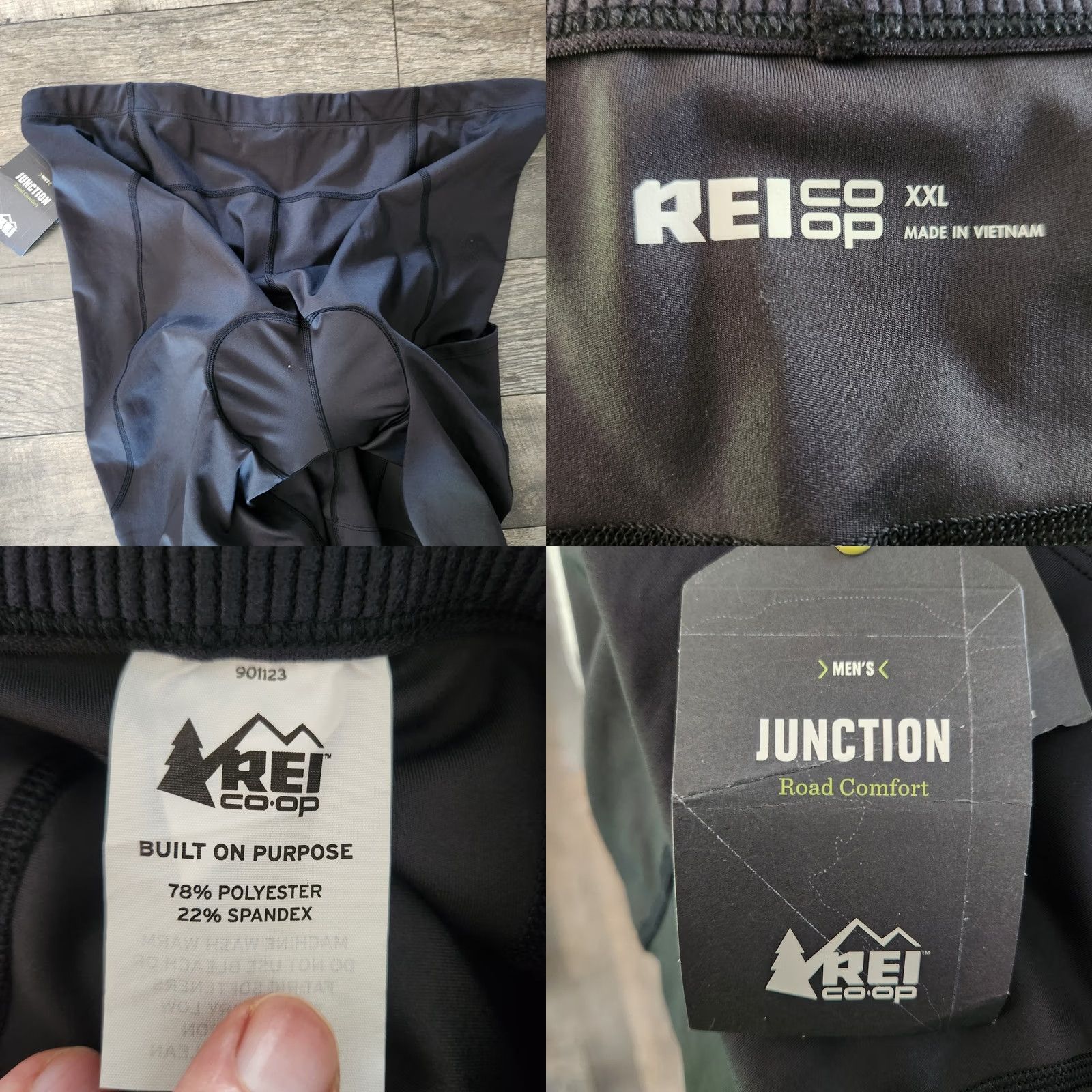 Vintage REI Men's Co-Op Junction Bike Cycling Shorts Mens XXL Black Padded Stretch Athletic Elastic Waist Inseam 9 in Regular Rise Mid 10-12 in Outdoor Biker Size US 39 - 8 Thumbnail
