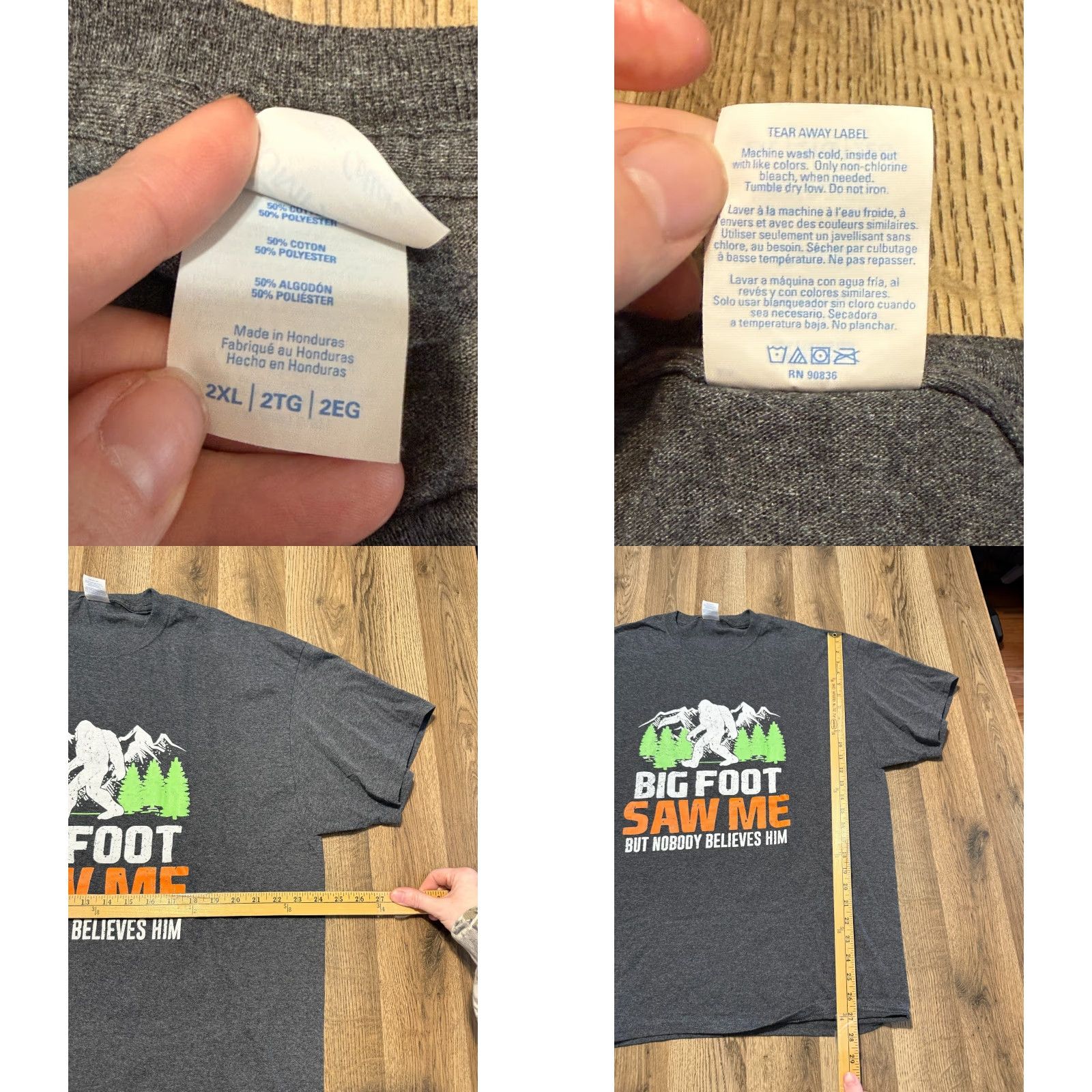 Port & Company Port & Company Shirt 2XL Gray White Orange Big Foot Saw Me but nobody Believes Him Mens T-Shirt 2XL Cotton Crew Neck Short Sleeve Fall Spring Summer Size US XXL / EU 58 / 5 - 8 Thumbnail