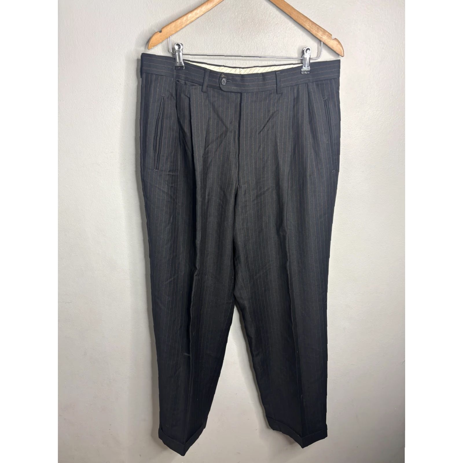 Ermenegildo Zegna Ermenegildo Zegna Suit Mens Charcoal Pinstripe Wool Trofeo Made Italy 2 Piece Size 42R - 6 Thumbnail