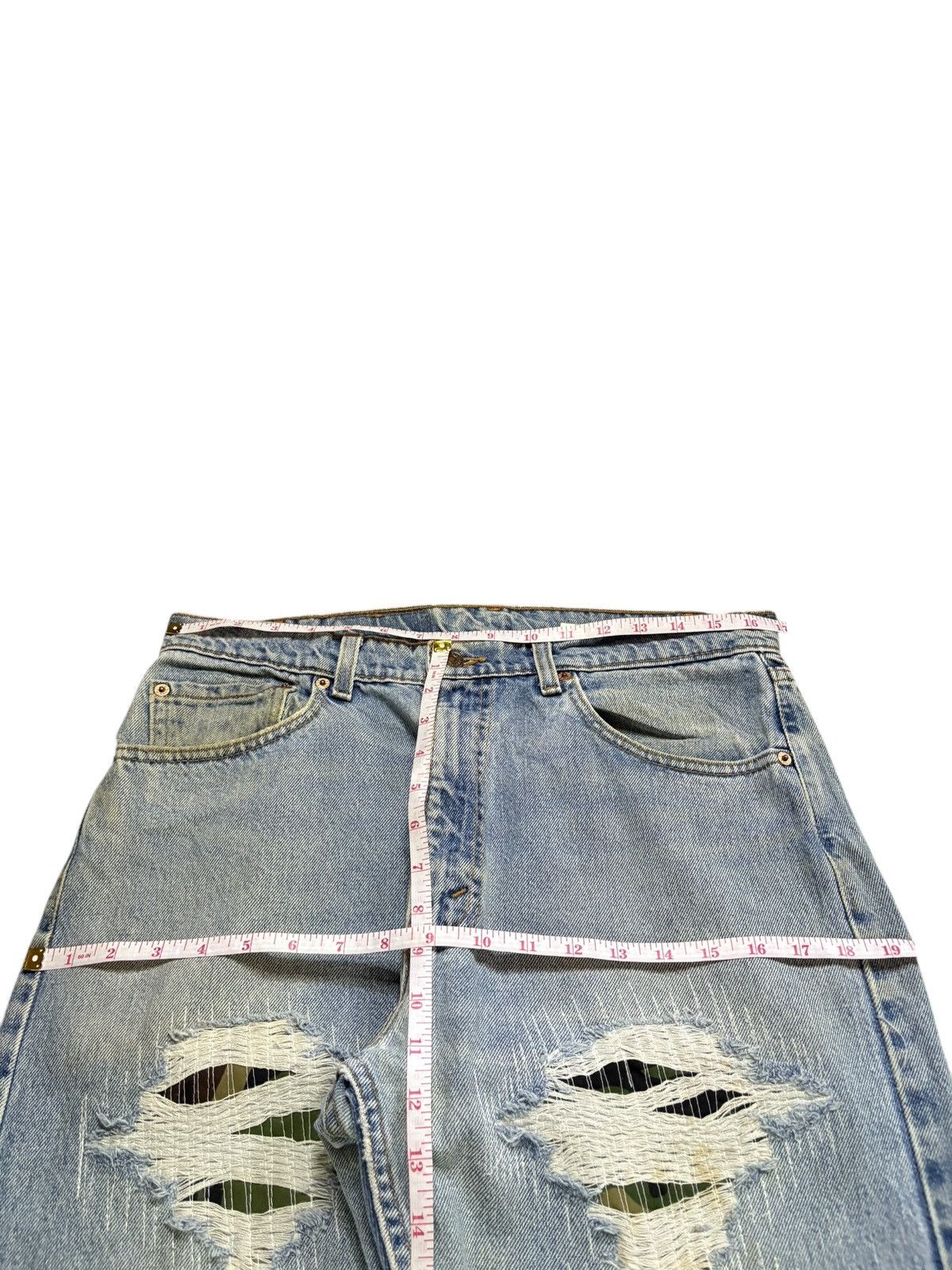 Levi's Vintage 90s Levis 505 Sashiko Mud Wash Distress Loose Jeans Size US 34 / EU 50 - 12 Thumbnail
