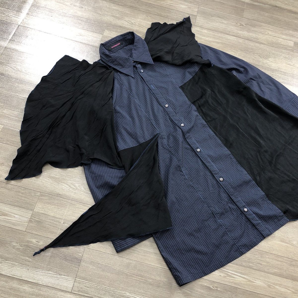 If Six Was Nine × Japanese Brand × Le Grande Bleu (L.G.B.) 2000s Algonquins Bondage Punk LGB GOA Striped Button Up Size US M / EU 48-50 / 2 - 4 Thumbnail