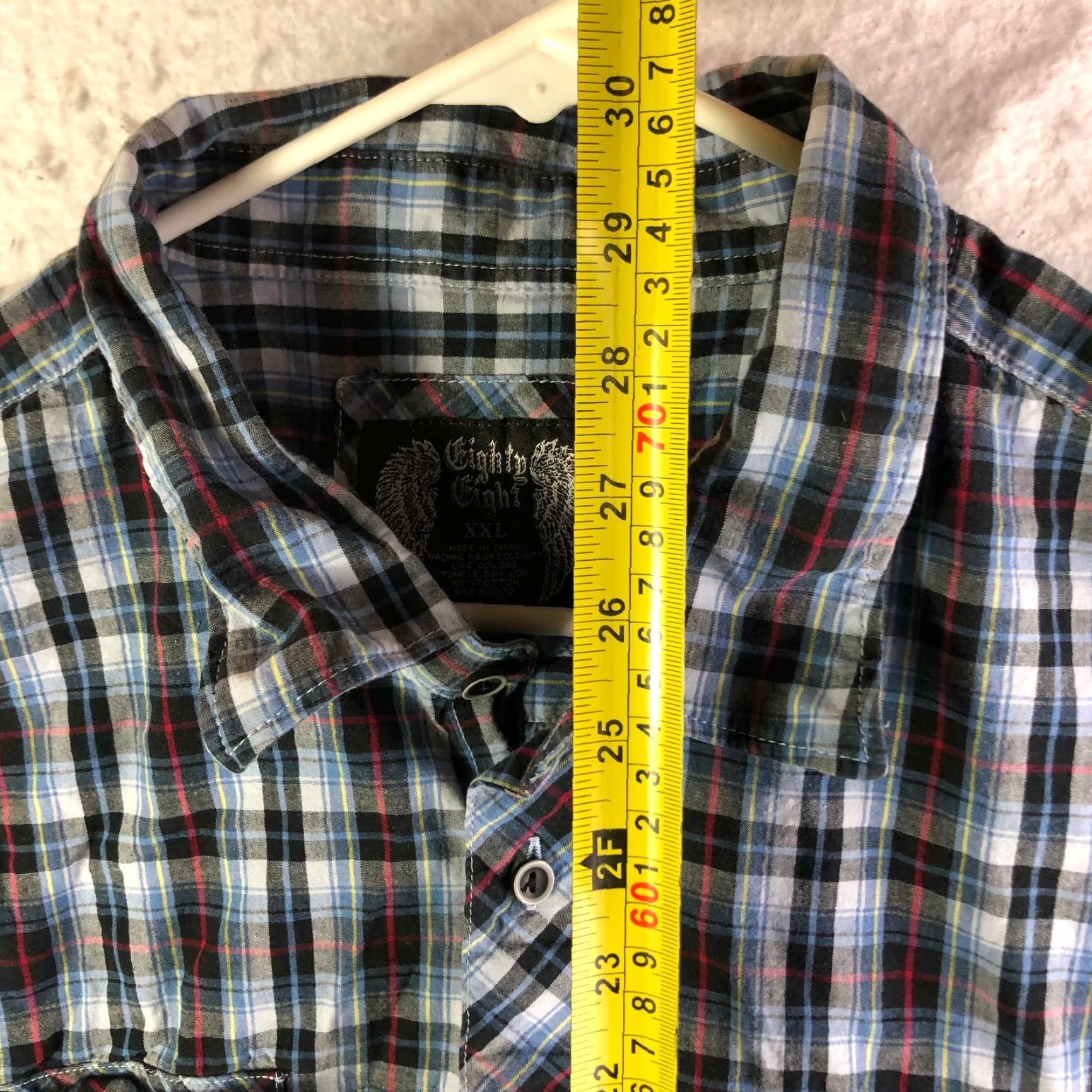 Vintage Eighty Eight Mens XXL Blue Plaid Long Sleeve Point Collar Shirt Size US XXL / EU 58 / 5 - 6 Thumbnail