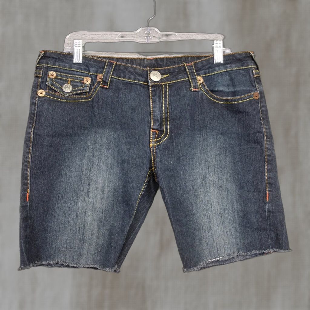 VINTAGE True Religion Denim Shorts Women's 31 Low Rise Cut Off