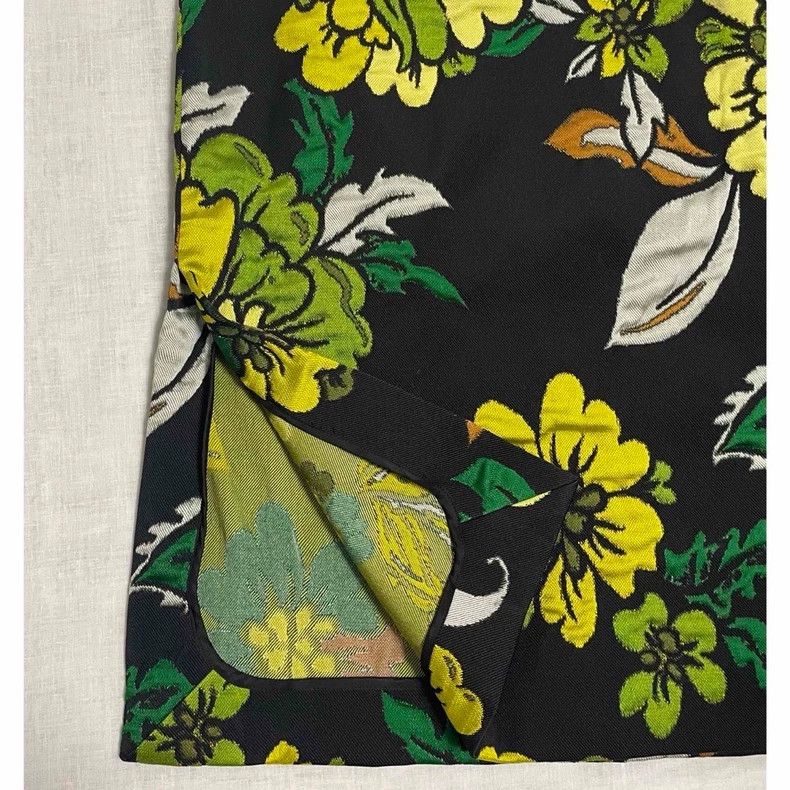 Dries Van Noten Dries Van Noten size:34 Green jacquard floral skirt Size 33" - 3 Thumbnail
