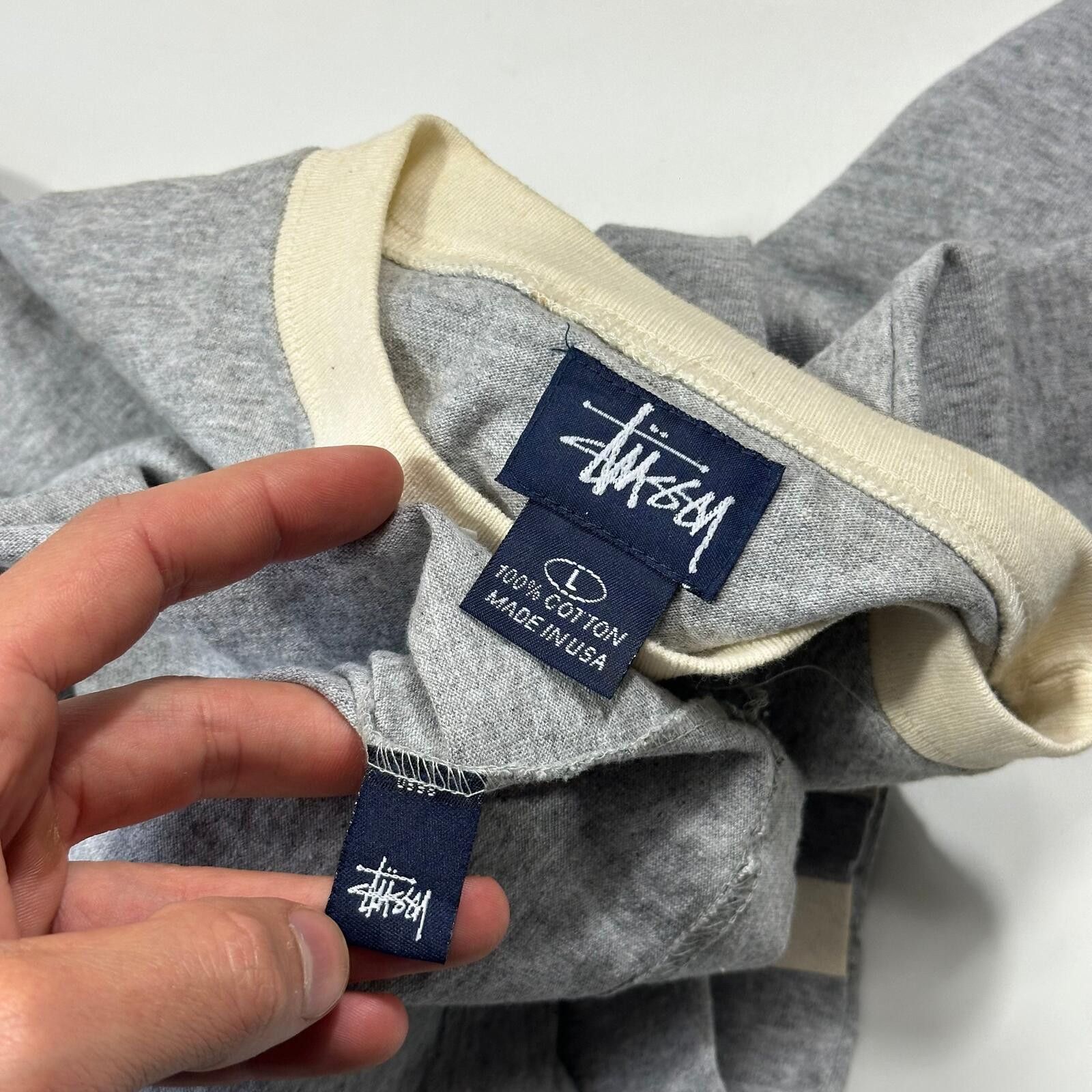 Stussy Stussy 90’s Made in USA Stock Logo Striped Crewneck Shirt L Size US L / EU 52-54 / 3 - 4 Thumbnail