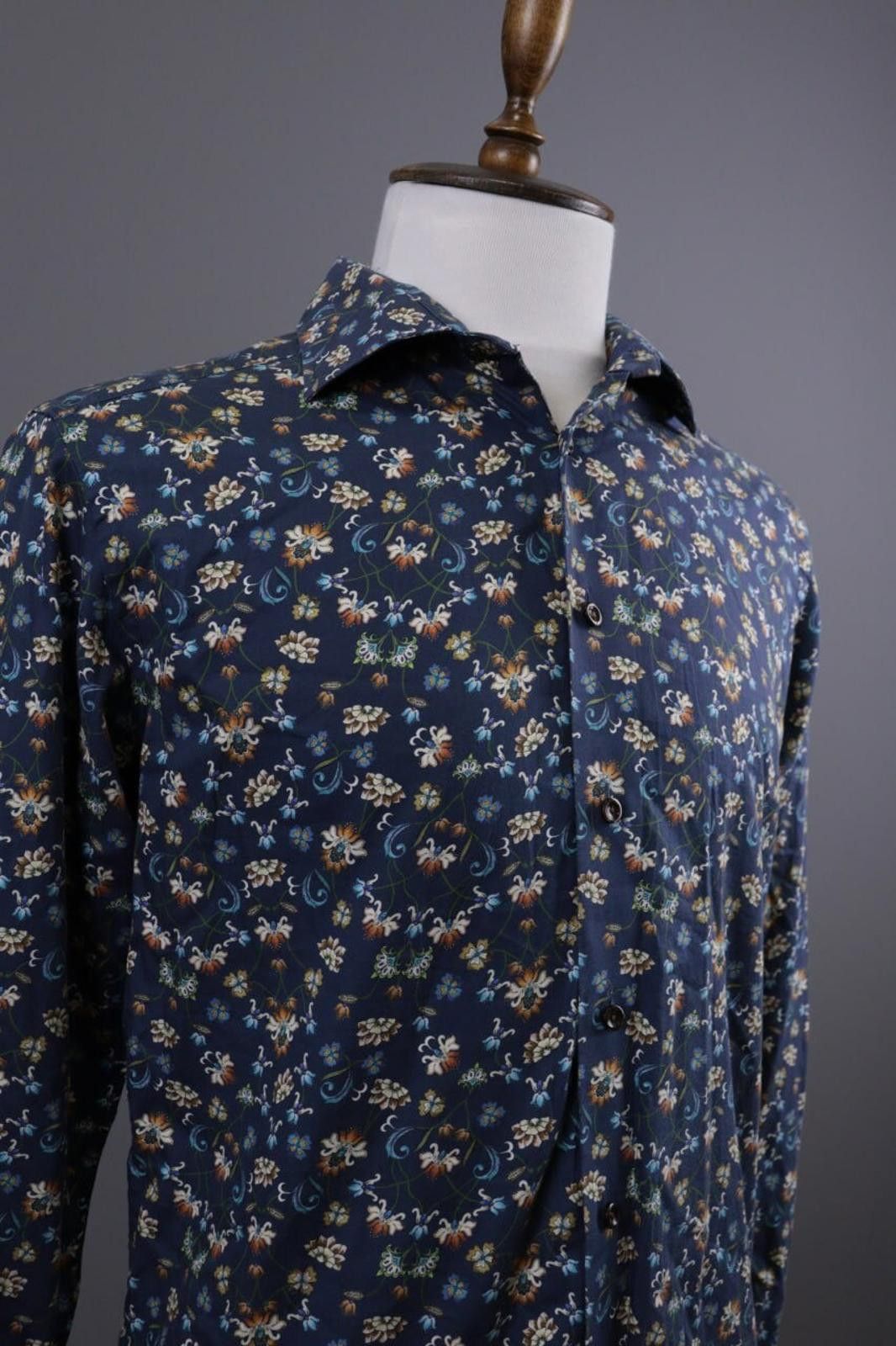 Eton Eton Slim Blue Floral Button Down Shirt Size 42 / 16 Size US M / EU 48-50 / 2 - 4 Thumbnail
