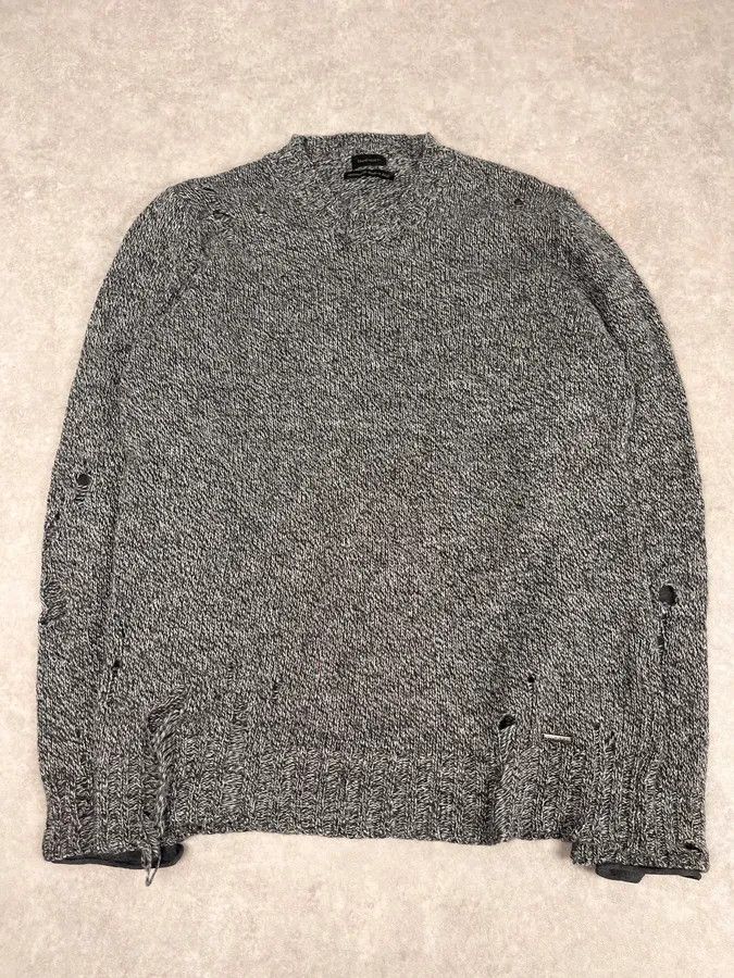 Diesel 2000s Diesel Destroyed Grey Wool Sweater Size US M / EU 48-50 / 2 - 4 Thumbnail