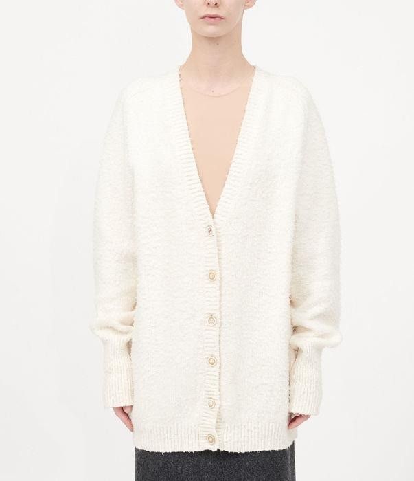 Maison Margiela o1bcso1str0526 Textured Cotton Cardigan in Off White Size XS / US 0-2 / IT 36-38 - 1 Thumbnail