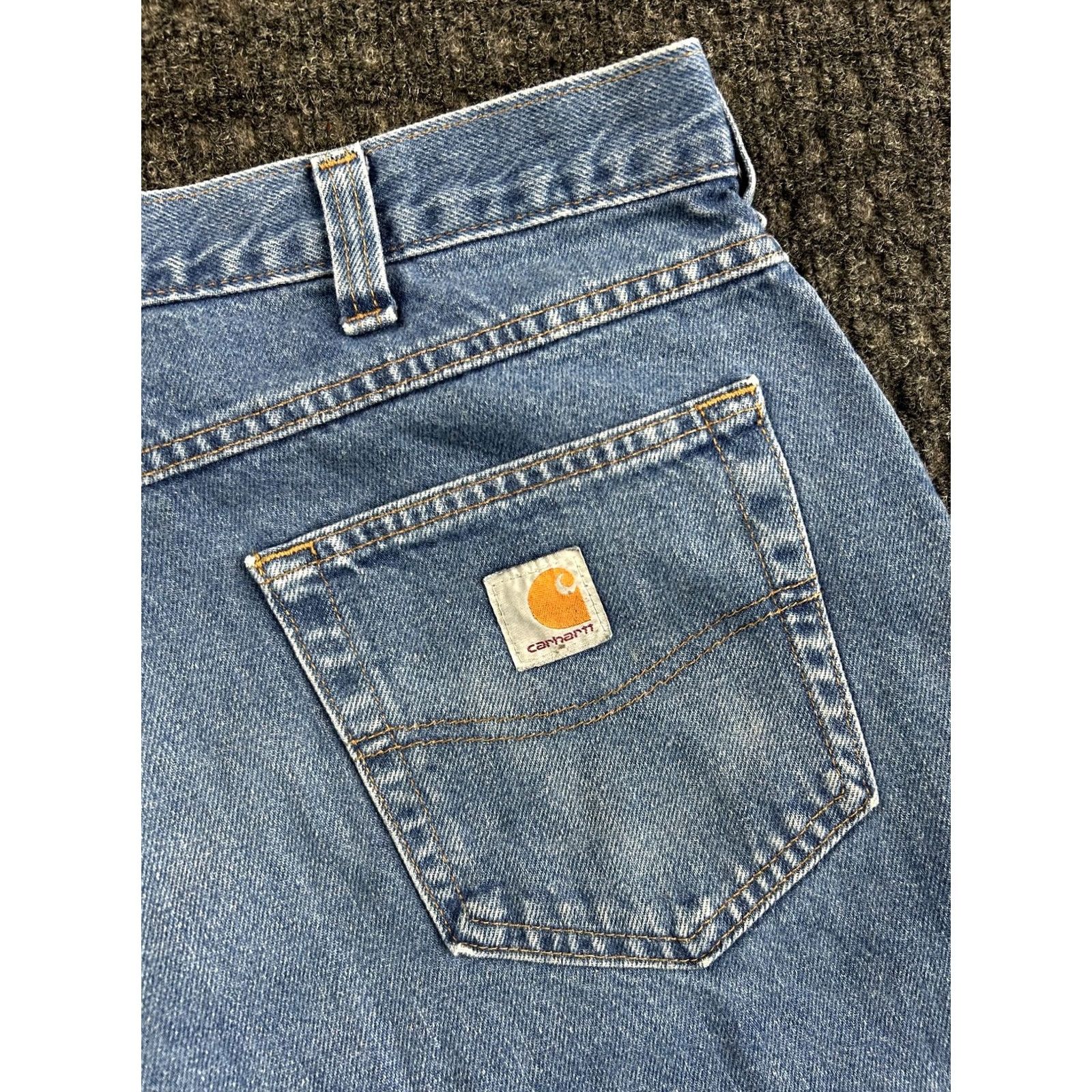 Carhartt VINTAGE Carhartt Jeans Relaxed Fit 38 x 30 Denim Blue 90s Grunge Logo 5-Pocket Mens Jeans Size US 38 / EU 54 - 3 Thumbnail
