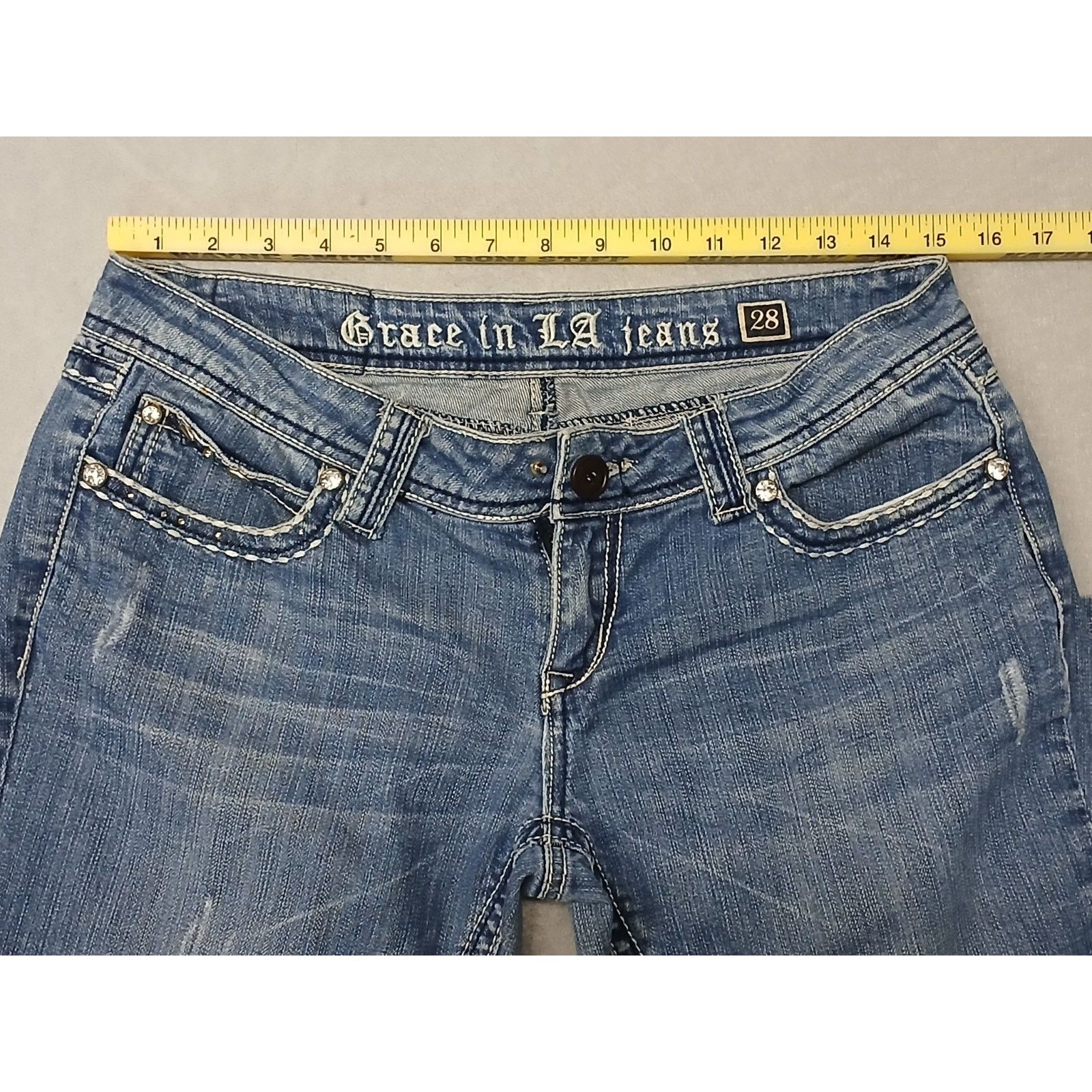 Grace in LA Grace in LA (28) Boot Cut Embroidered Flap Pockets Jeans Size 28" / US 6 / IT 42 - 5 Thumbnail