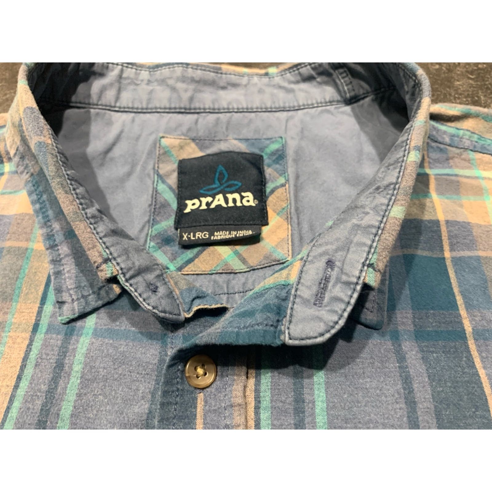 Prana prAna Men's Short Sleeve Button-Down Shirt Blue Plaid XL Casual All Seasons Size US XL / EU 56 / 4 - 3 Thumbnail