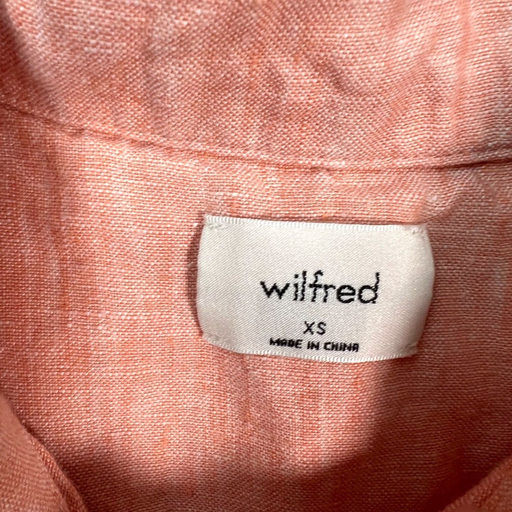Vintage Wilfred Button-Up Shirt Womens XS Coral Linen Short Sleeve Crop Casual Shirt Size XS / US 0-2 / IT 36-38 - 3 Thumbnail