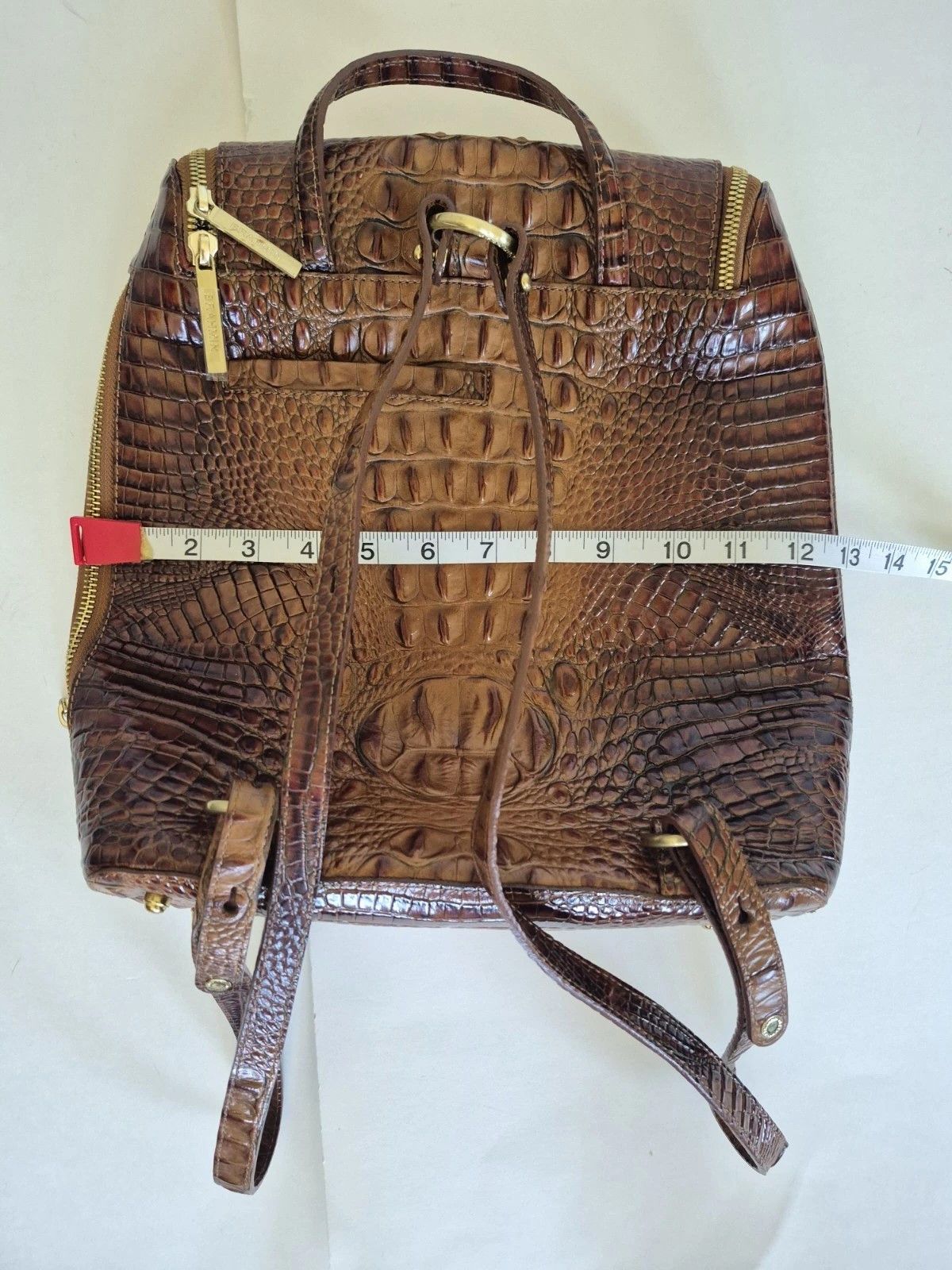BRAHMIN NWOT Brahmin Bag Pecan Leather Croc Embossed Backpack Size ONE SIZE - 9 Thumbnail