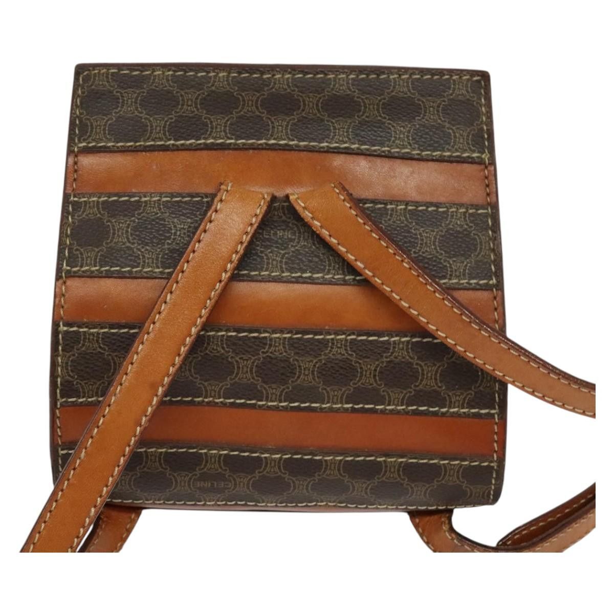 Celine CELINE Macadam Canvas Backpack Pvc Leather Brown Gold Size ONE SIZE - 3 Thumbnail
