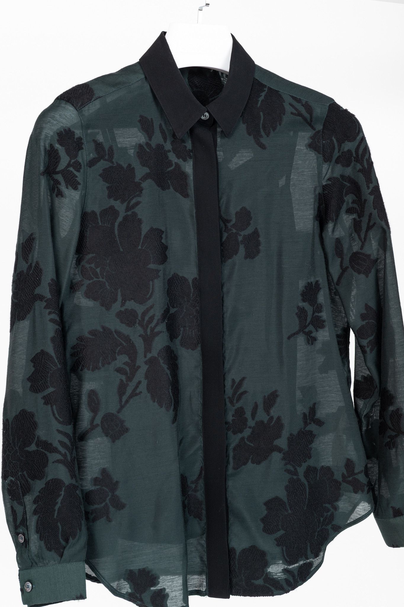 Burberry Burberry Green Floral Fil Coupe Buttoned Shirt Size S / US 4 / IT 40 - 3 Thumbnail