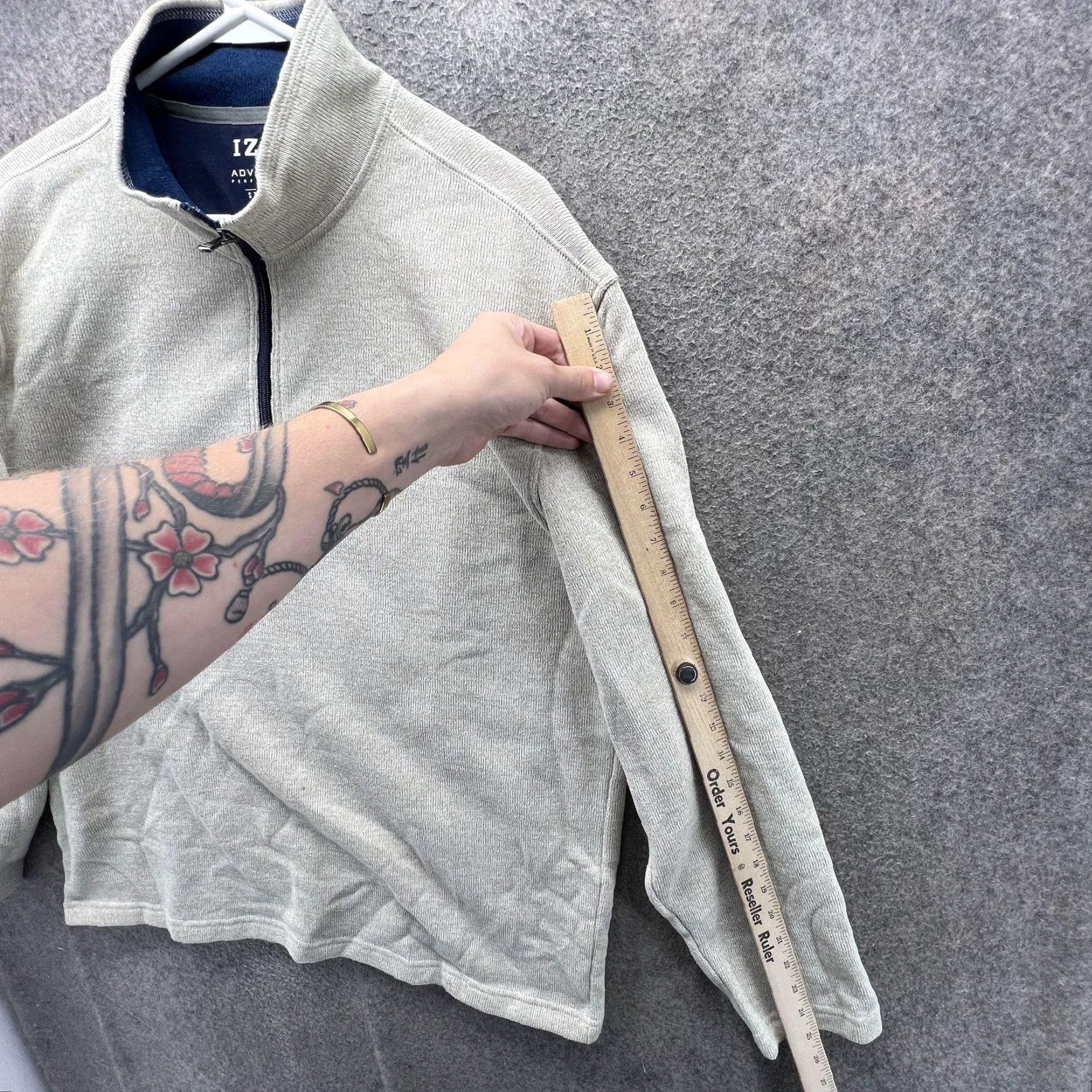 Izod IZOD Sweatshirt Mens L Beige 1/4 Zip Fleece Pullover Size US L / EU 52-54 / 3 - 6 Thumbnail