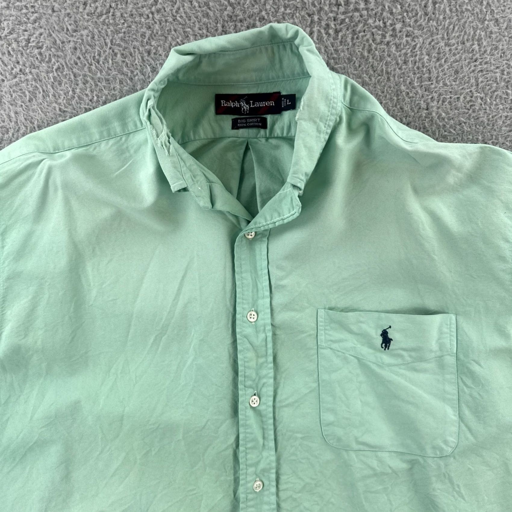 Ralph Lauren VINTAGE Ralph Lauren Men’s Large Button-Up Shirt Dyed Lime Green Thrashed Preppy Size US L / EU 52-54 / 3 - 5 Thumbnail