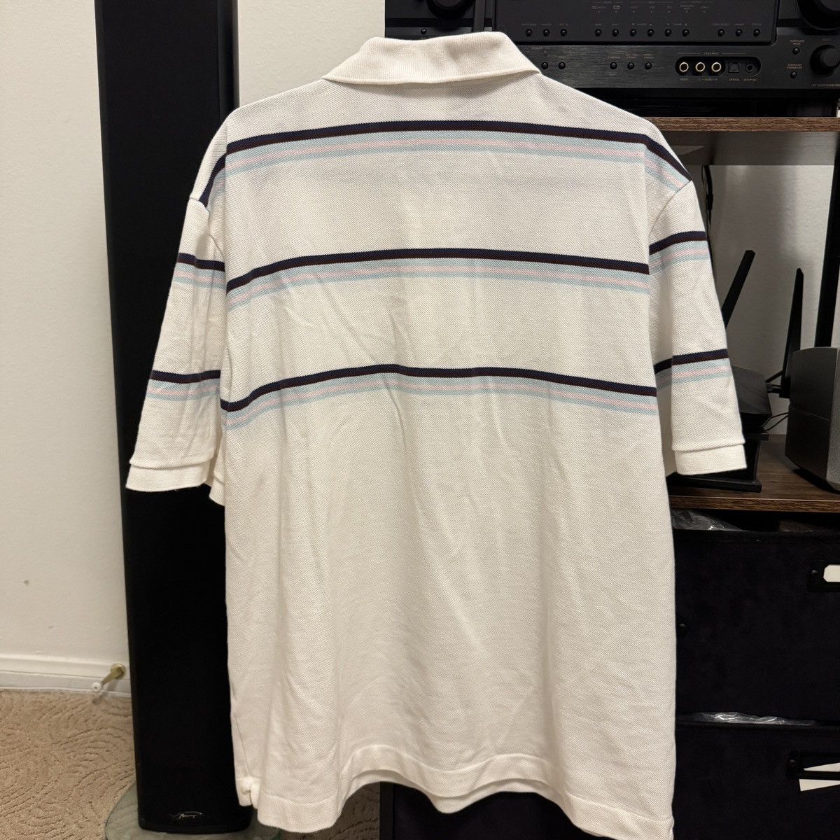 Lacoste Classic Lacoste white and blue striped polo shirt size L Size US XL / EU 56 / 4 - 4 Thumbnail