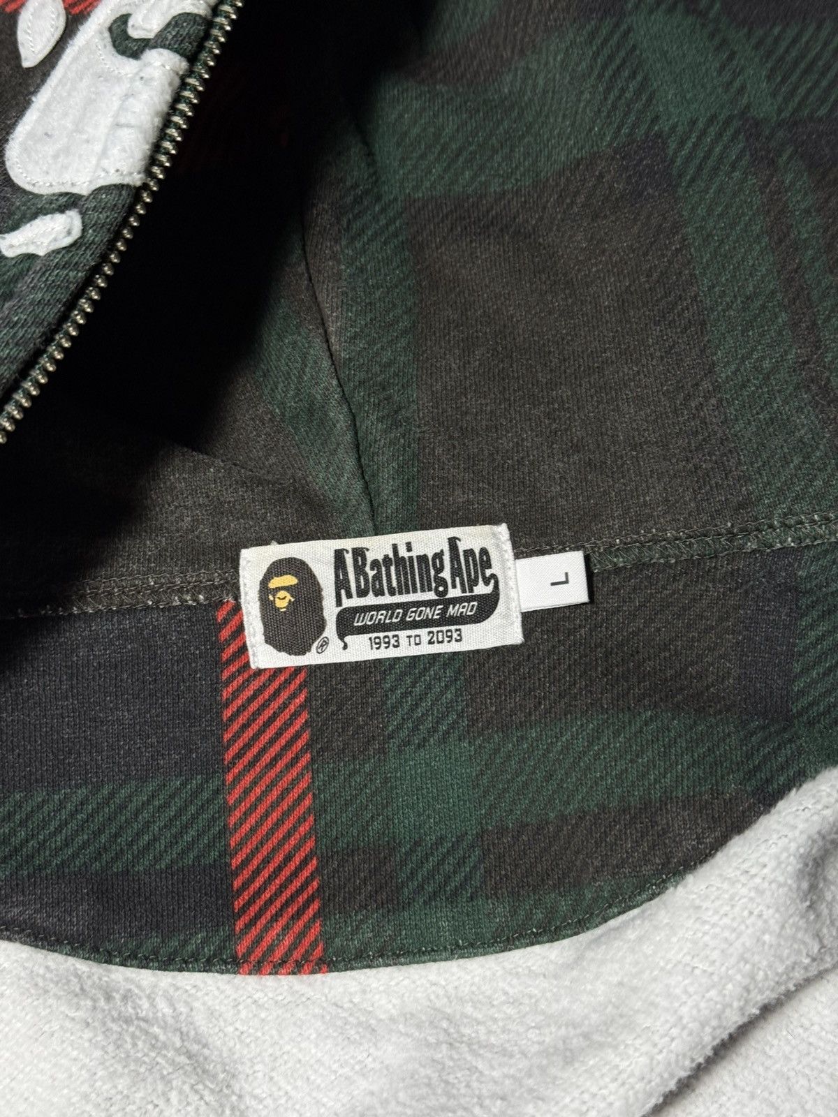 Bape Bape Check 2nd Ape Wide Full Zip Hoodie Size US L / EU 52-54 / 3 - 12 Thumbnail