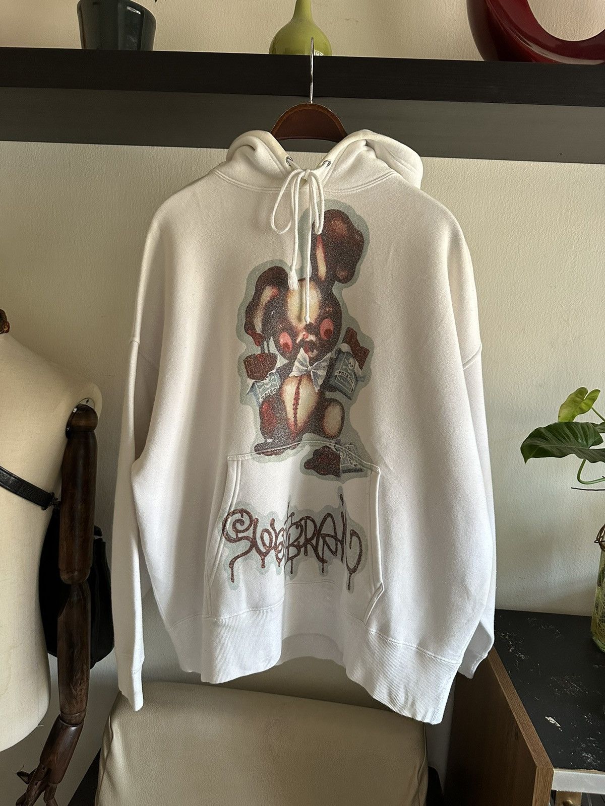 image of Beauty Beast x If Six Was Nine 1990S Milkboy Rabbit Sweet Brainy Oversized Hoodie in White (Size La