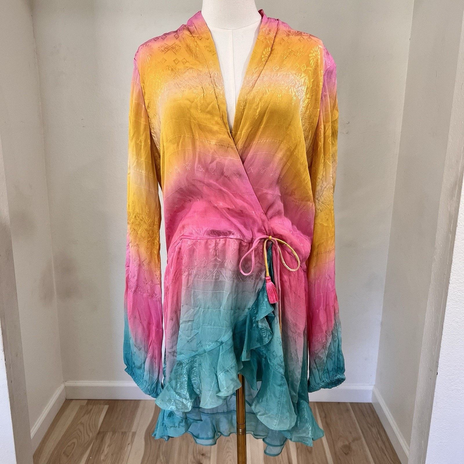 Rococo Sand Rococo Sand Wrap Mini Dress (L) Ombré Luxe Ibiza Boho Size L / US 10 / IT 46 - 2 Thumbnail
