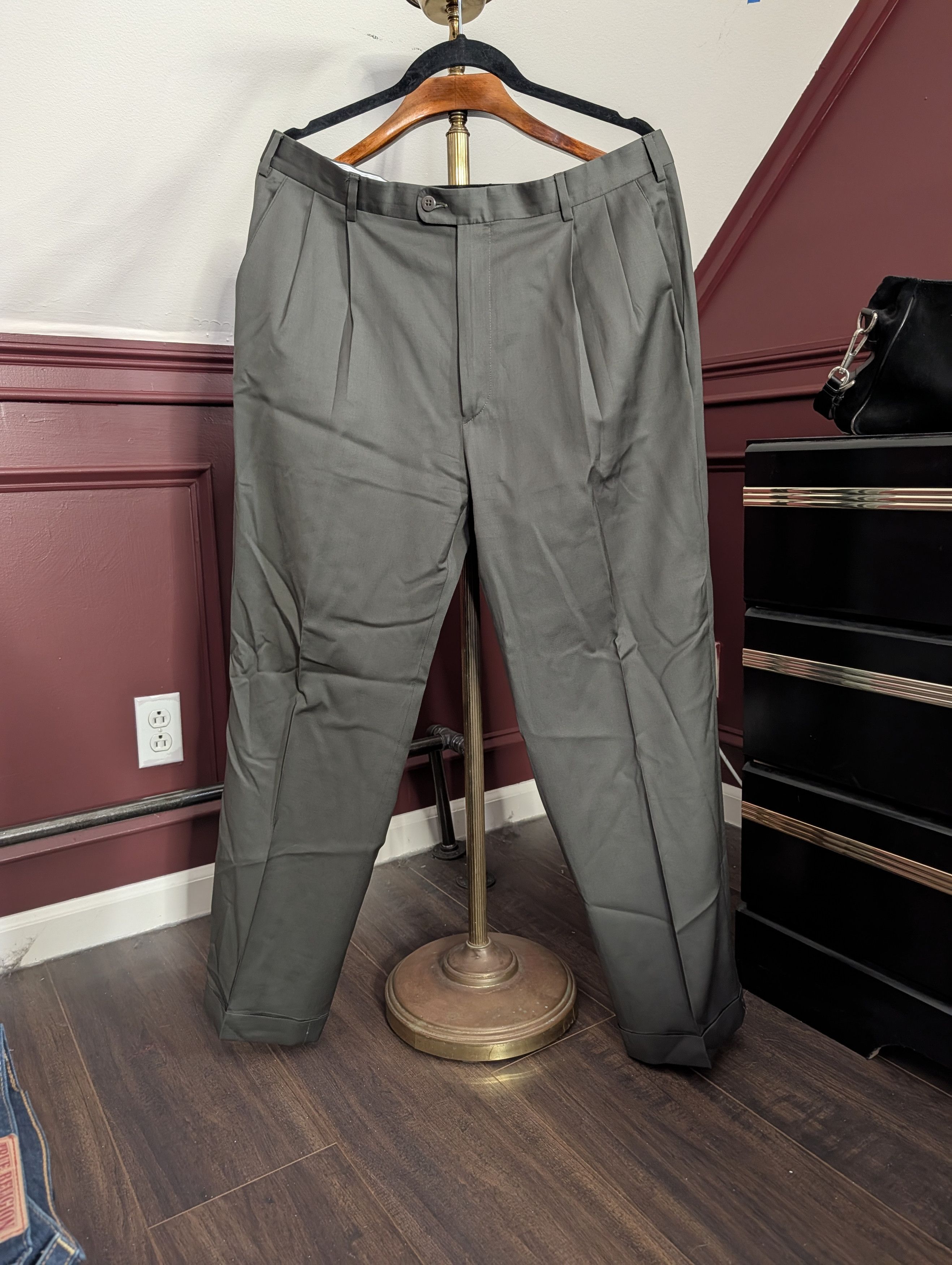 Zanella Dark green virgin wool Italian pants for Nordstrom Size US 35 - 1 Thumbnail