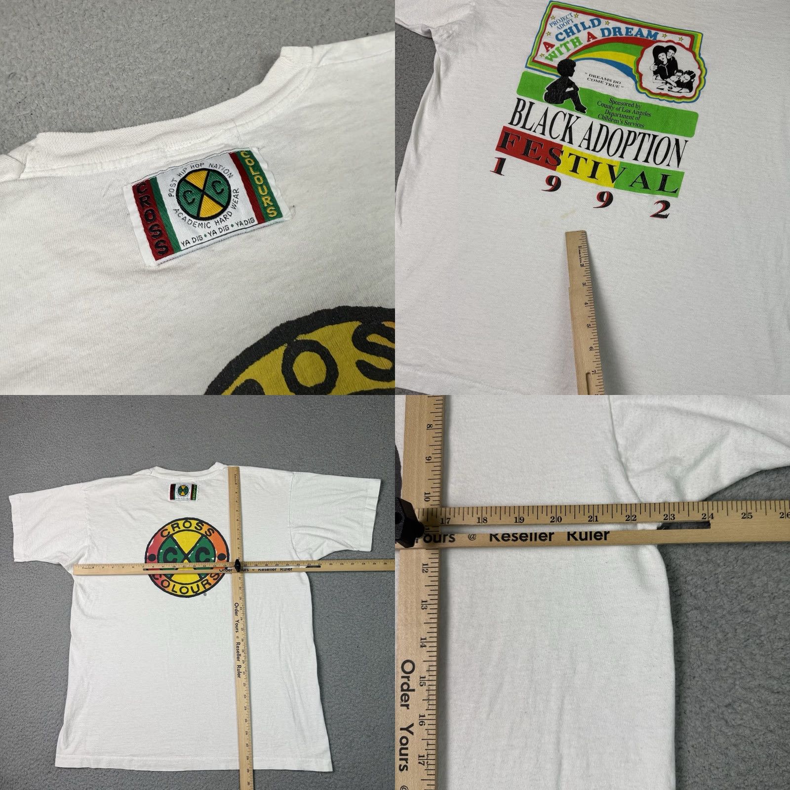 Vintage VINTAGE Cross Colours T Shirt Mens XL White 80s 90s Hip Hop Graphic Print Short Sleeve Crew Neck Cotton Size US XL / EU 56 / 4 - 8 Thumbnail