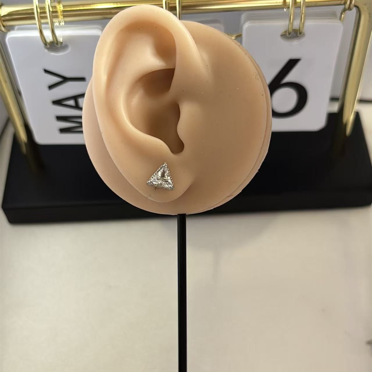 Other 8mm CZ Geometric Triangle Stud Earrings for Men Women Size ONE SIZE - 7 Thumbnail