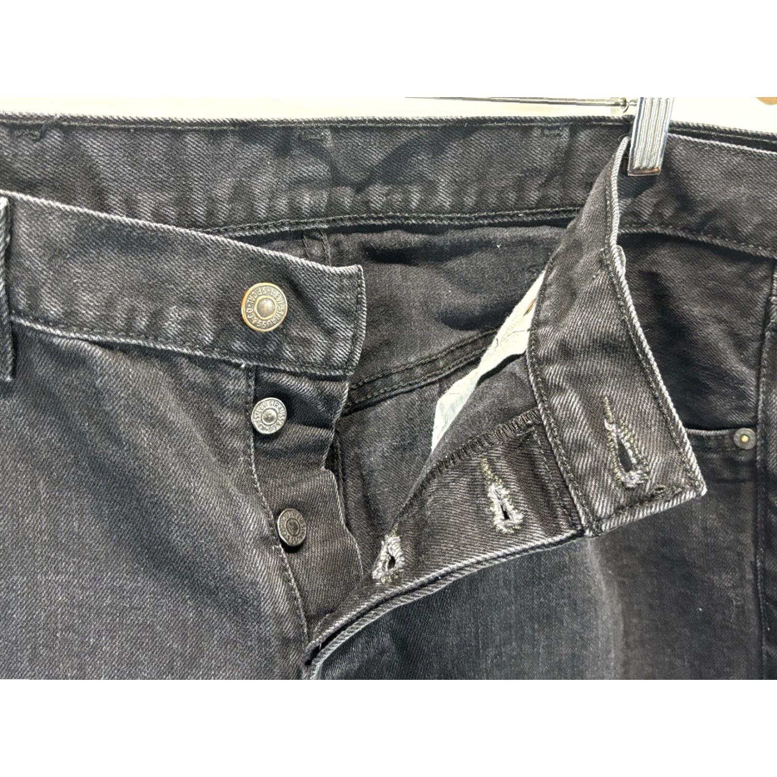 Levi's Levi's 501 Jeans Men 38x34 Black Straight Button Fly Denim Mens Size US 38 / EU 54 - 5 Thumbnail