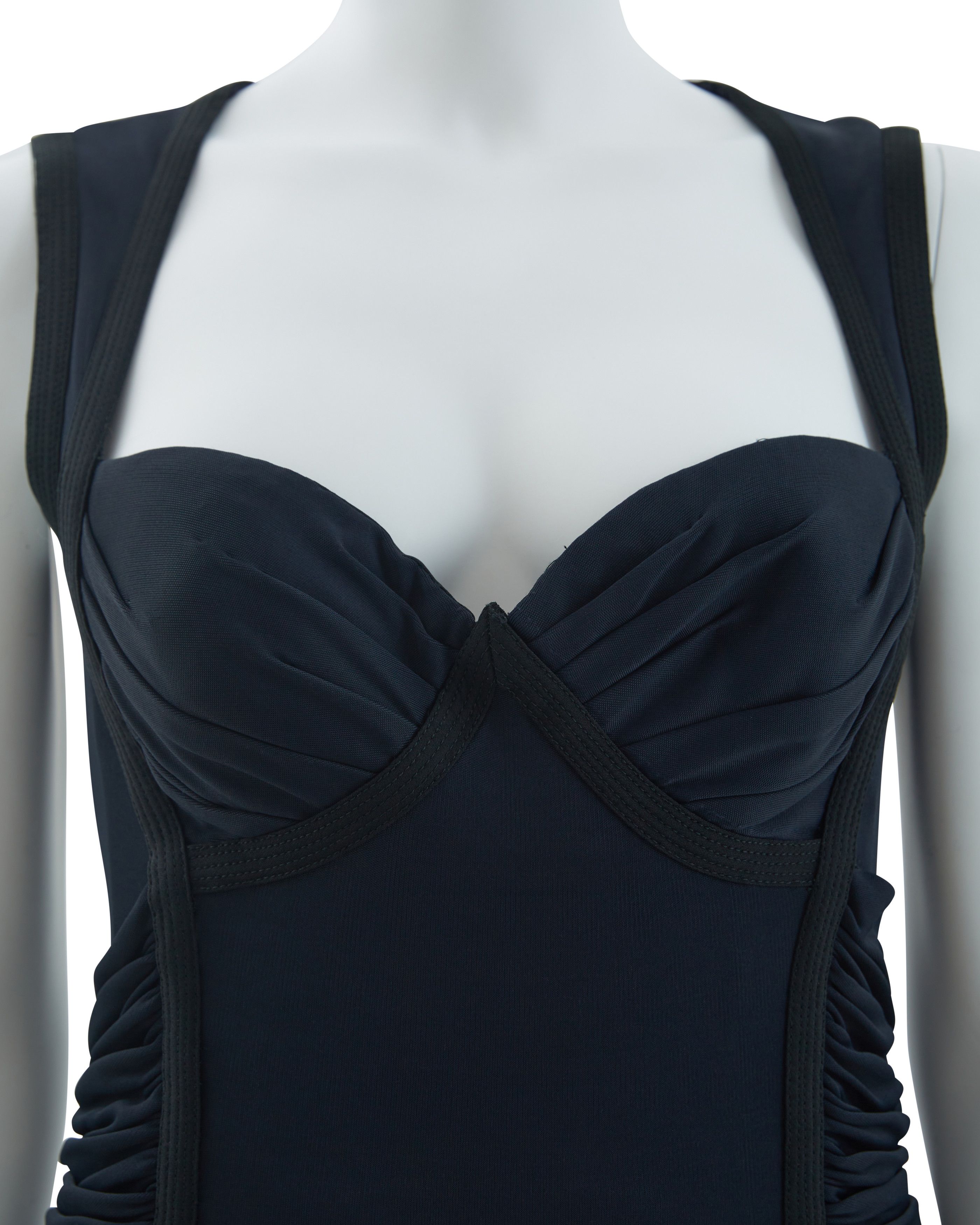 Versace S/S 1993 Blue and black gown jersey dress Size M / US 6-8 / IT 42-44 - 7 Thumbnail