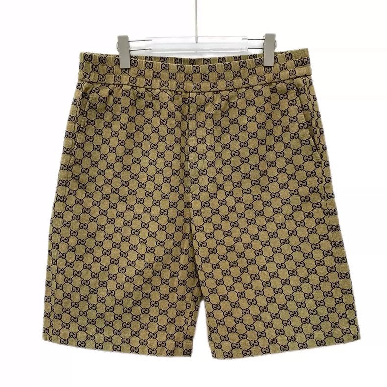 Gucci Brown logo jacquand full-print cotton casual shorts 2