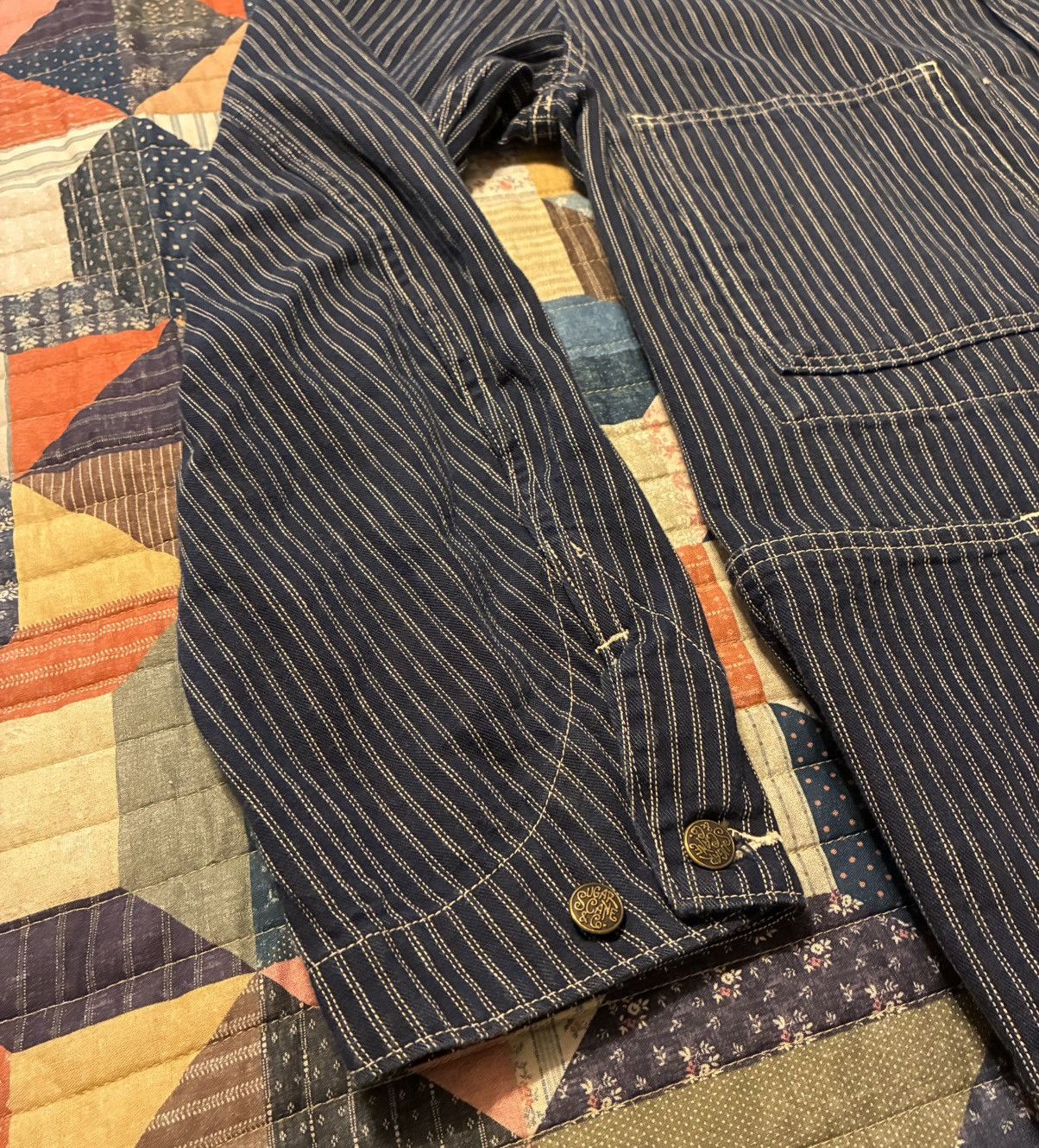 Sugar Cane 🔥RARE🔥 SUGAR CANE CO. WABASH STRIPE CHORE JACKET- 42 X-LRG Size US XL / EU 56 / 4 - 6 Thumbnail
