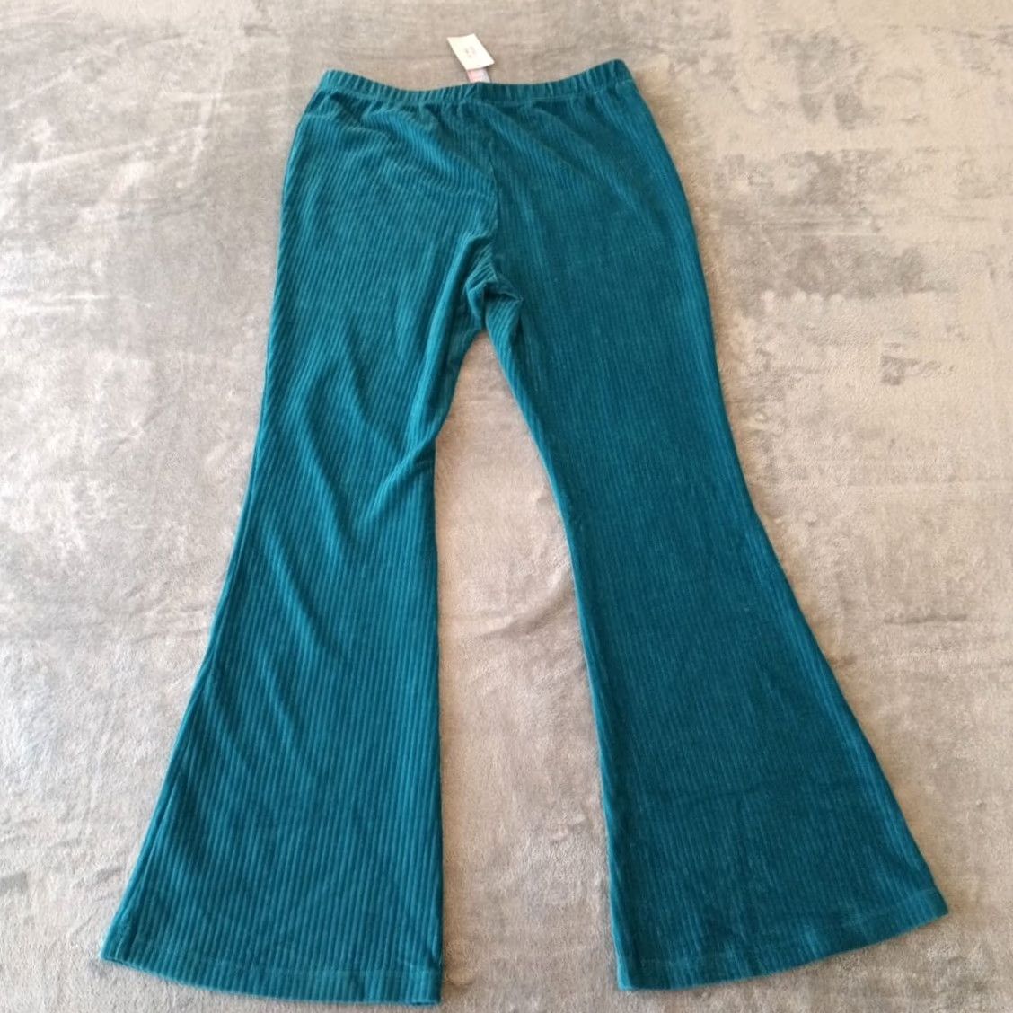 Vintage LuLaRoe Kylie Pants Womens Large Blue Turquoise Flared Pull On Corduroy New Size 36" / US 14 / IT 50 - 2 Thumbnail