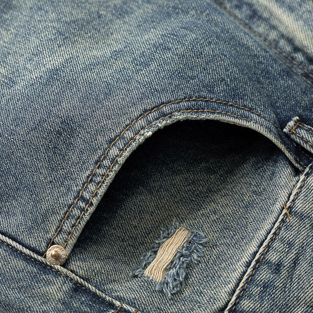 Jean Men's loose casual straight distressed washed jeans Size US 32 / EU 48 - 3 Thumbnail